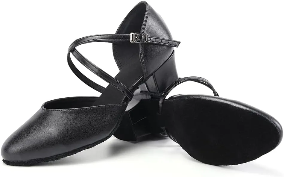Women Latin Dance Shoes Salsa Tango Closed Toe Ballroom Character Shoes,Model YC-L188-1.5" Heel