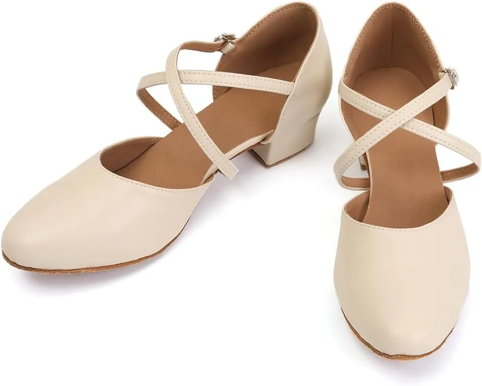 Women Latin Dance Shoes Salsa Tango Closed Toe Ballroom Character Shoes,Model YC-L188-1.5" Heel