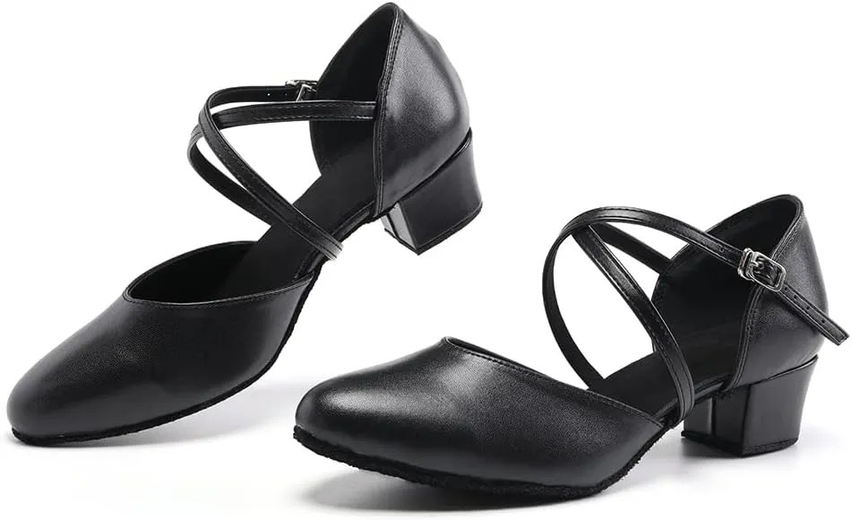 Women Latin Dance Shoes Salsa Tango Closed Toe Ballroom Character Shoes,Model YC-L188-1.5" Heel