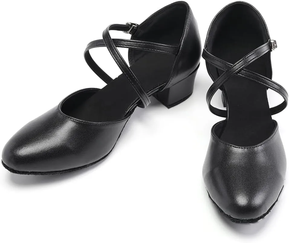 Women Latin Dance Shoes Salsa Tango Closed Toe Ballroom Character Shoes,Model YC-L188-1.5" Heel