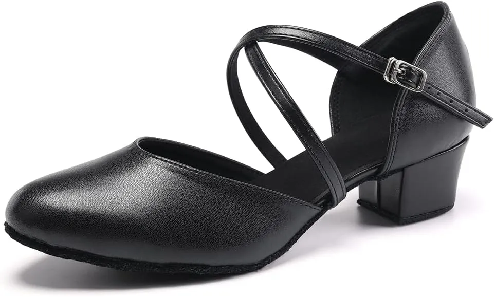 Women Latin Dance Shoes Salsa Tango Closed Toe Ballroom Character Shoes,Model YC-L188-1.5" Heel