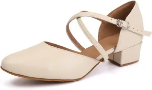 Women Latin Dance Shoes Salsa Tango Closed Toe Ballroom Character Shoes,Model YC-L188-1.5" Heel