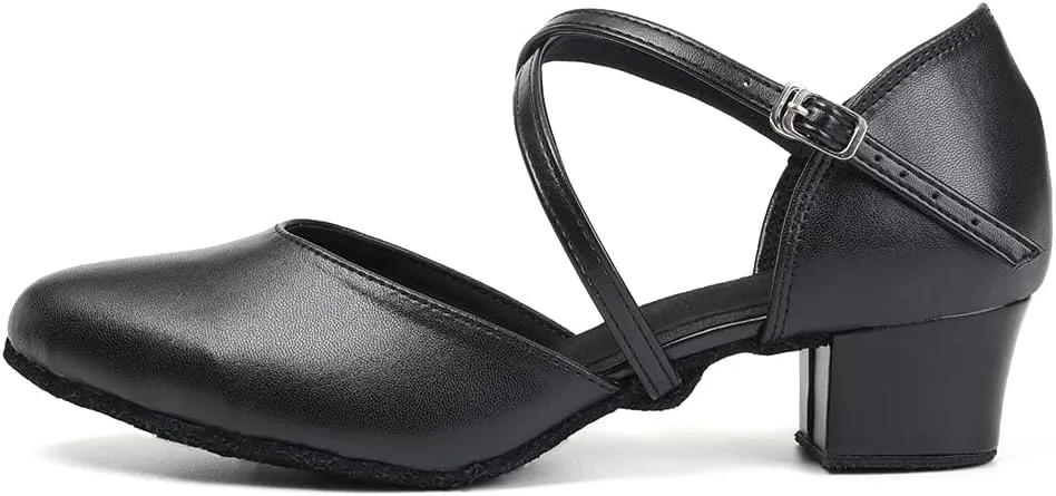 Women Latin Dance Shoes Salsa Tango Closed Toe Ballroom Character Shoes,Model YC-L188-1.5" Heel