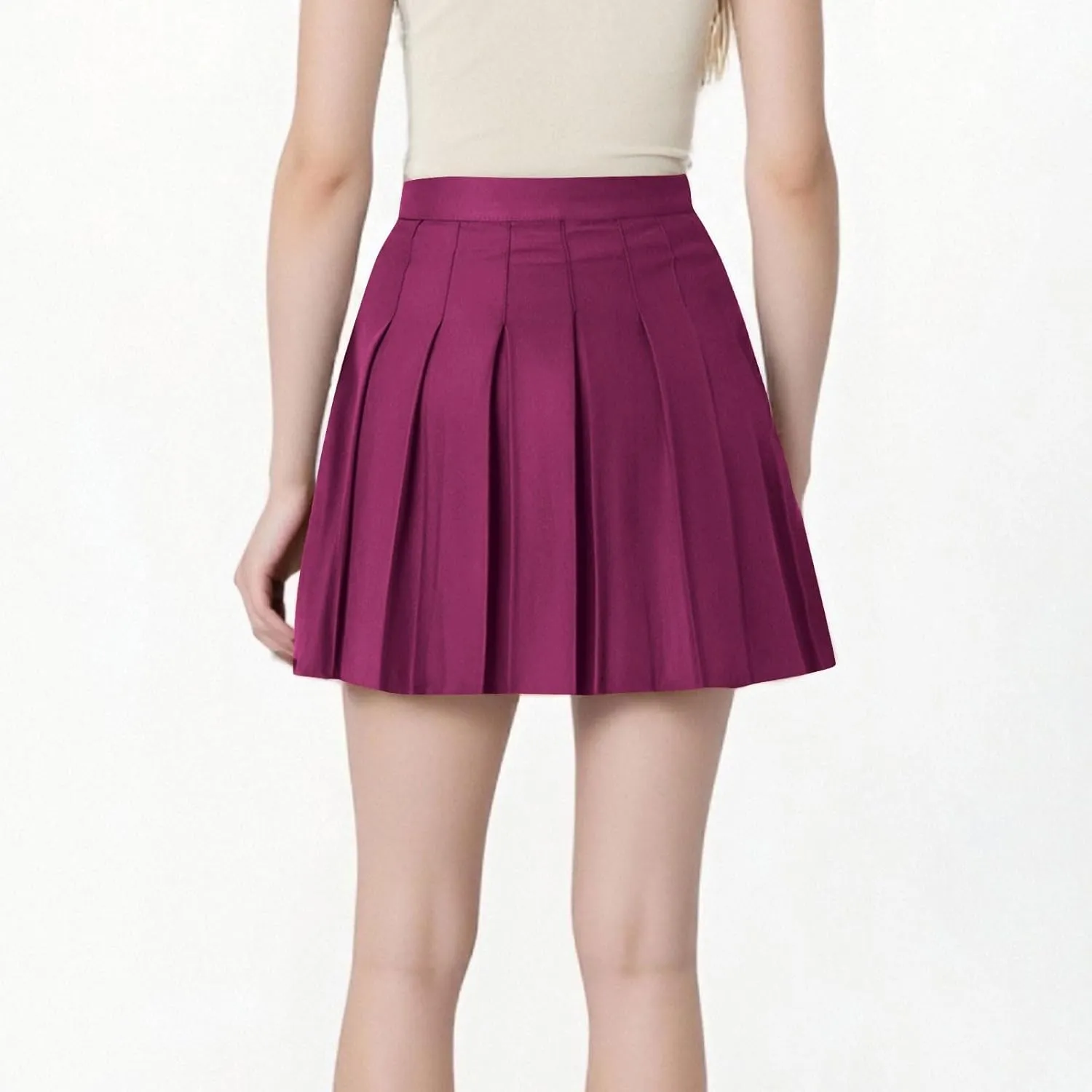 Women Pleated Skirt High Waisted Athletic Golf Tennis Skorts with Shorts Solid Color Fashion Prom Homecoming Skirts