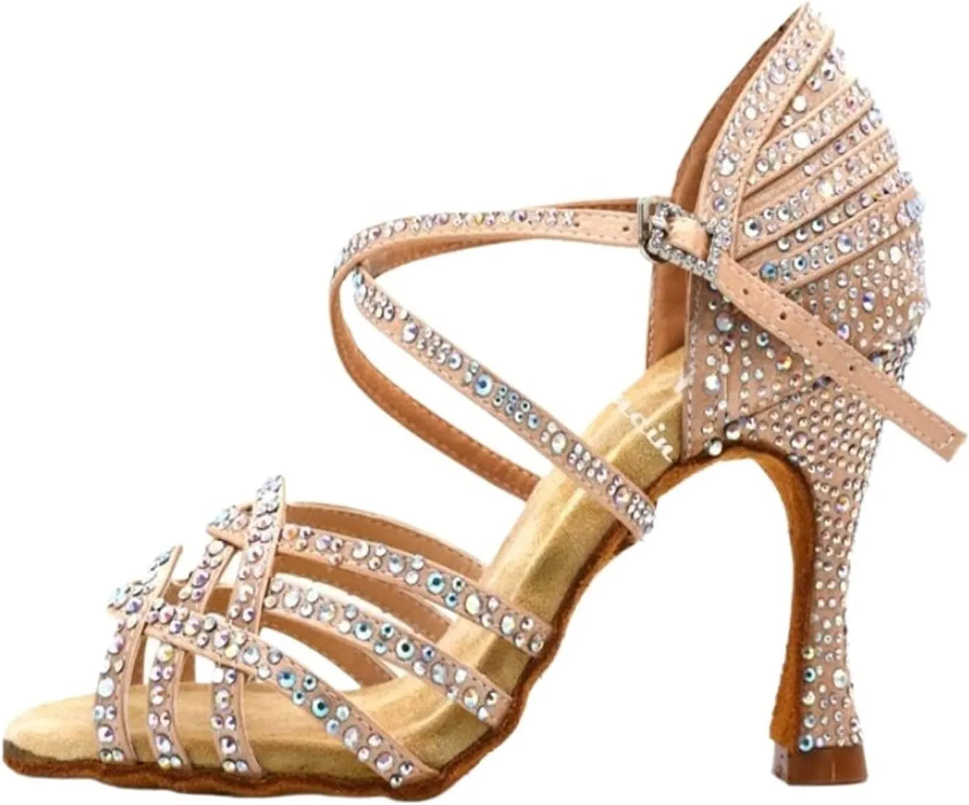 Women Salsa Dance Shoes Latin Ballroom Shoes Latin Dance Shoes Tango Party Shoes 9cm(Skin Heel 10cm,6.5)