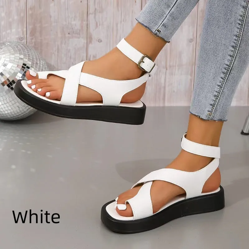 Women's  Adjustable Ankle Buckle Crossover Sandals