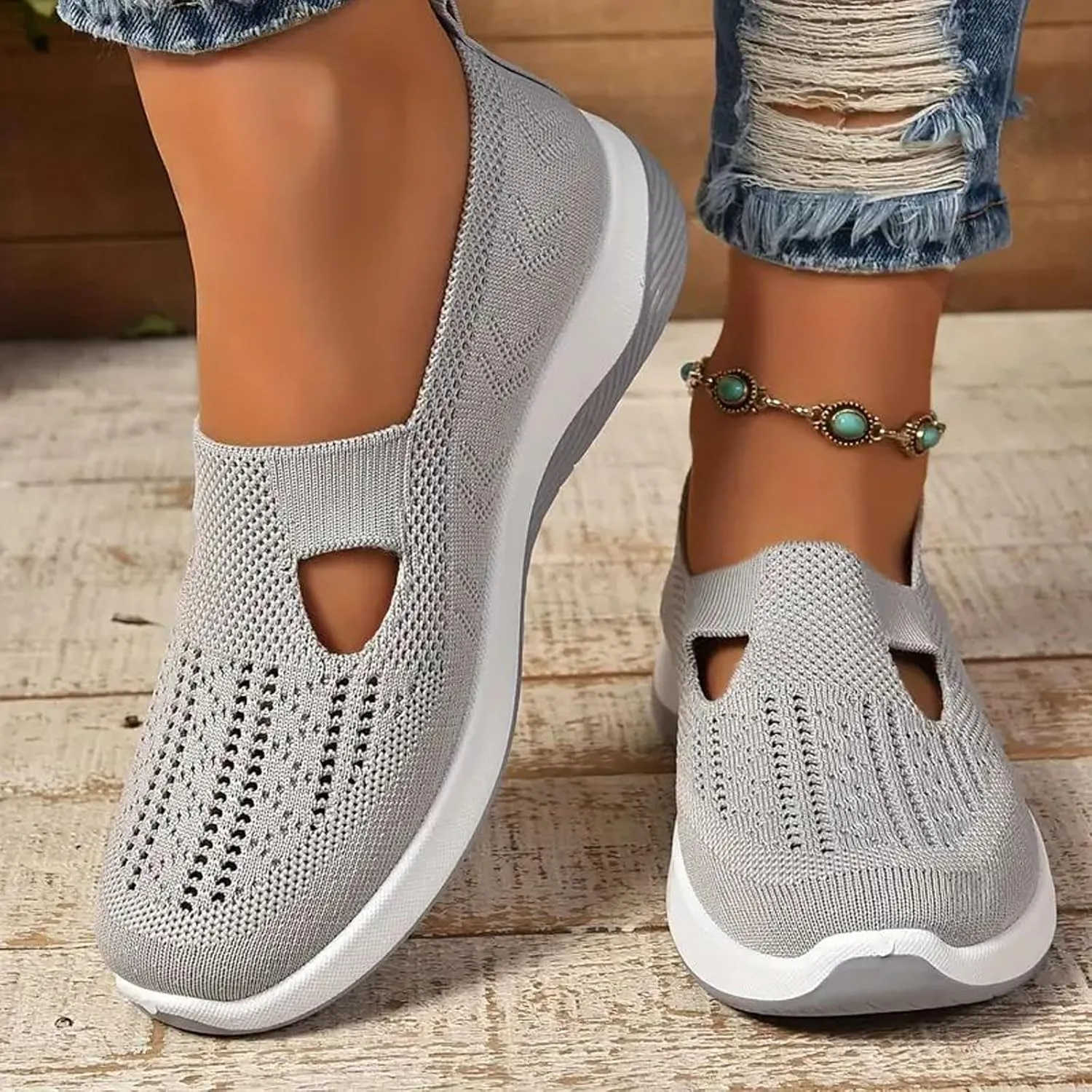 Women's Athletic Hiking Barefoot Shoes Woven Orthopedic Breathable Soft Shoes Hands Free Slip in Sneakers for Walking Trave