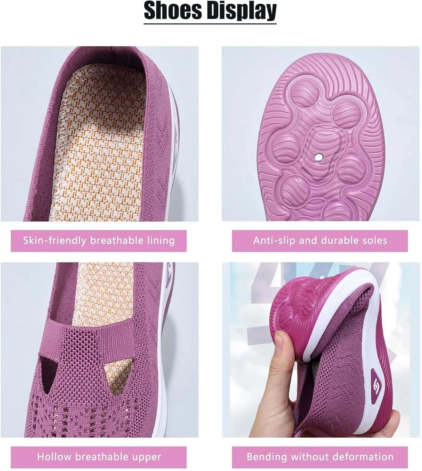 Women's Athletic Hiking Barefoot Shoes Woven Orthopedic Breathable Soft Shoes Hands Free Slip in Sneakers for Walking Trave