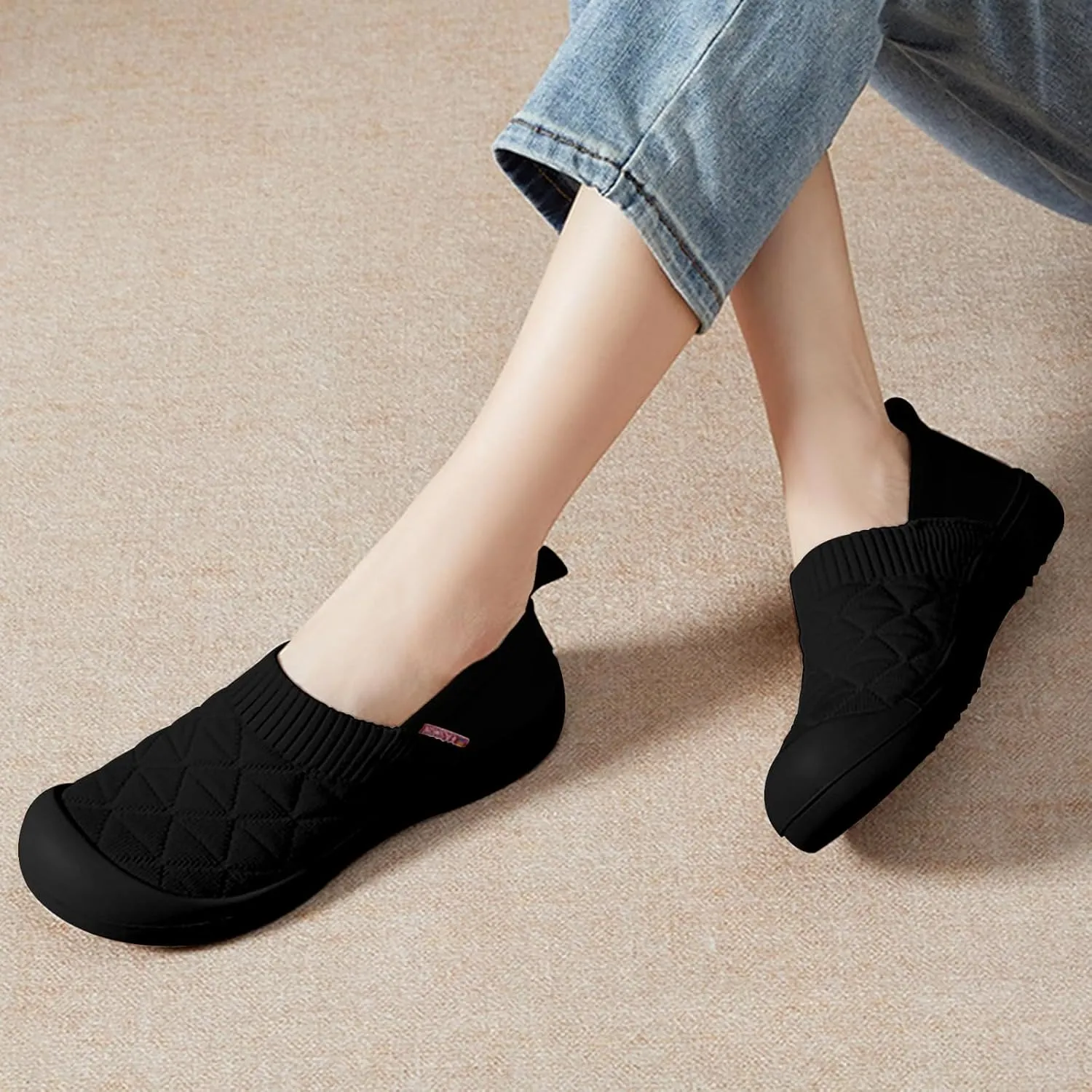 Women's Breathable Walking Shoes Wide Toe Box Flats Shoes Comfortable Casual Running Sneakers Non-Slip Tennis Shoe Cozy Slip-on Sneaker Garden Loafers
