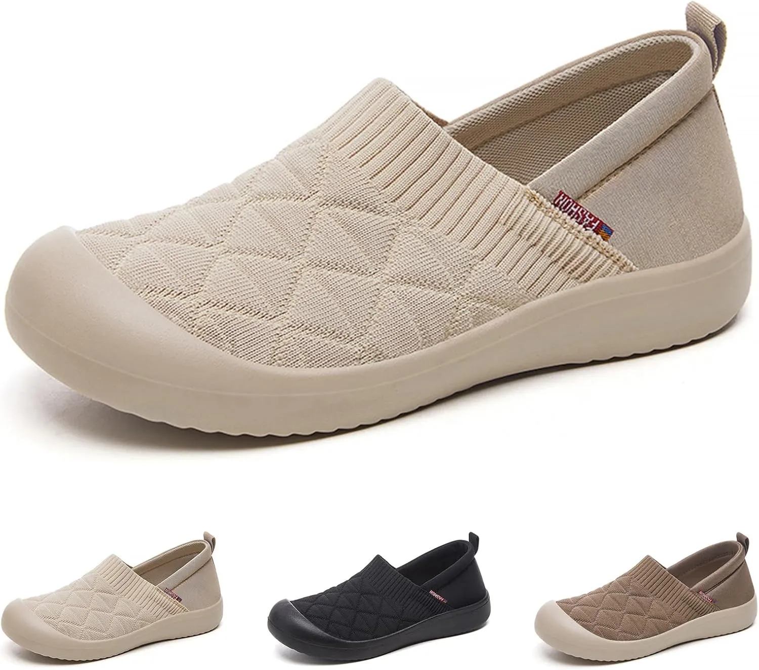 Women's Breathable Walking Shoes Wide Toe Box Flats Shoes Comfortable Casual Running Sneakers Non-Slip Tennis Shoe Cozy Slip-on Sneaker Garden Loafers