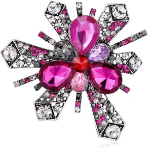 Women's Brooch Pins for Women | Created Crystal Brooches Fashion Purple Geometry Visual Pin | Vintage Jewelry Brooches for Women | Dress Pin Jewelry | Created Crystal Flower Brooch