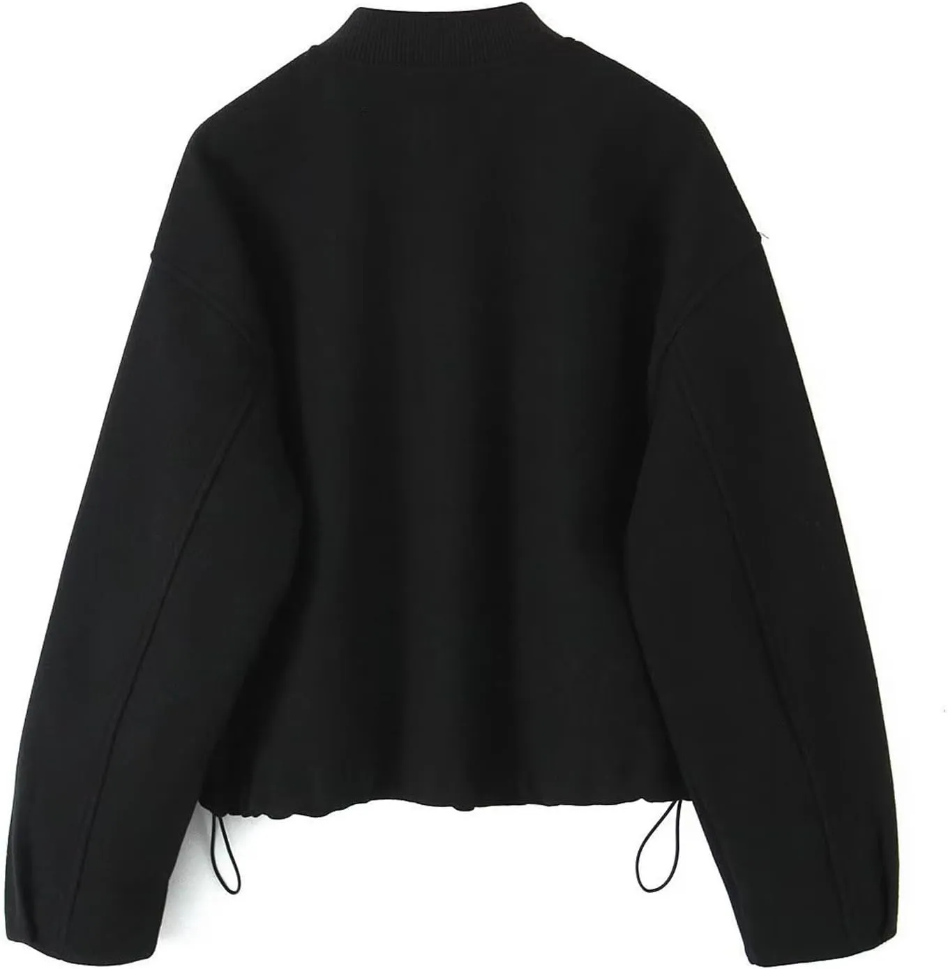 Women's Casual Oversized Wool Blend Bomber Jacket Full Zip Up Long Sleeve Active Coat Warm Cozy Cropped Trench Coats
