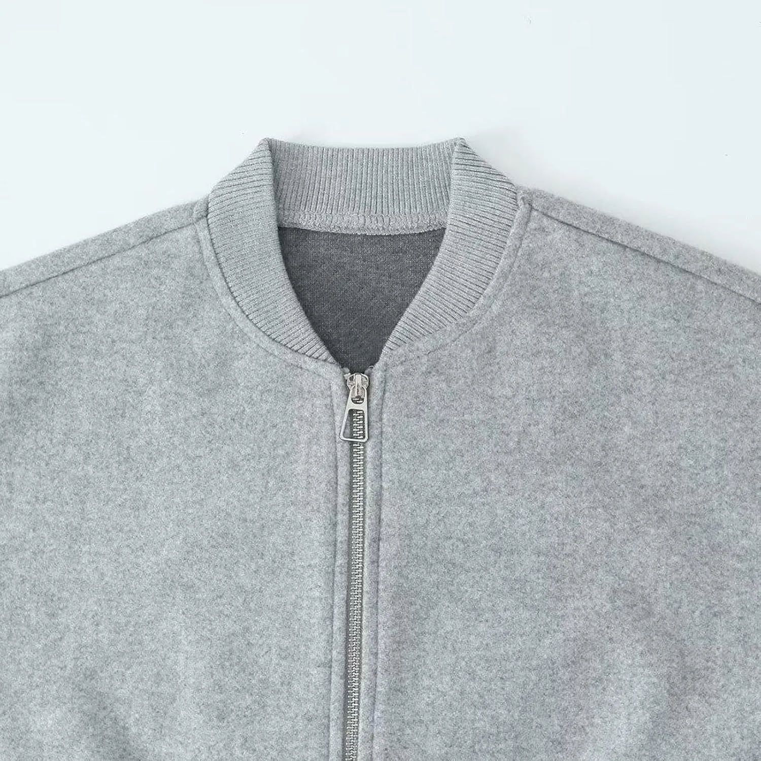 Women's Casual Oversized Wool Blend Bomber Jacket Full Zip Up Long Sleeve Active Coat Warm Cozy Cropped Trench Coats