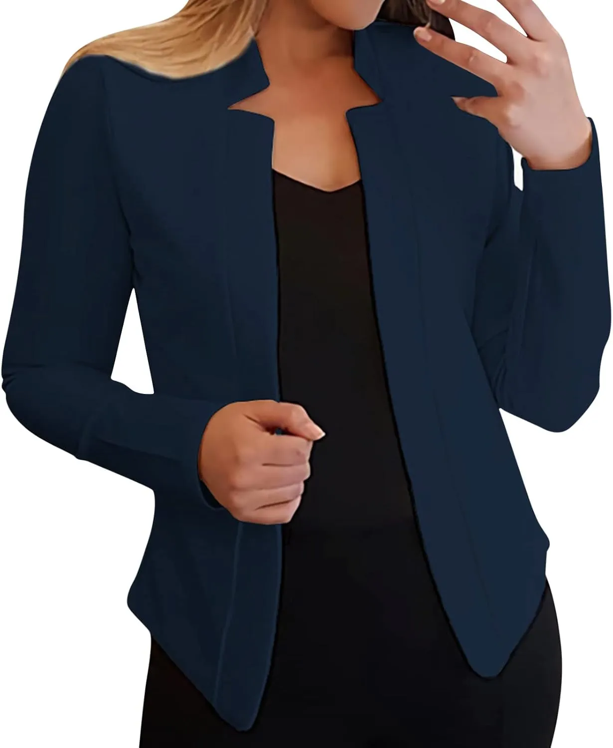 Womens Casual Pocketed Office Blazers Draped Open Front Cardigans Jacket Work Suit Tan Wool Trench Coat Women