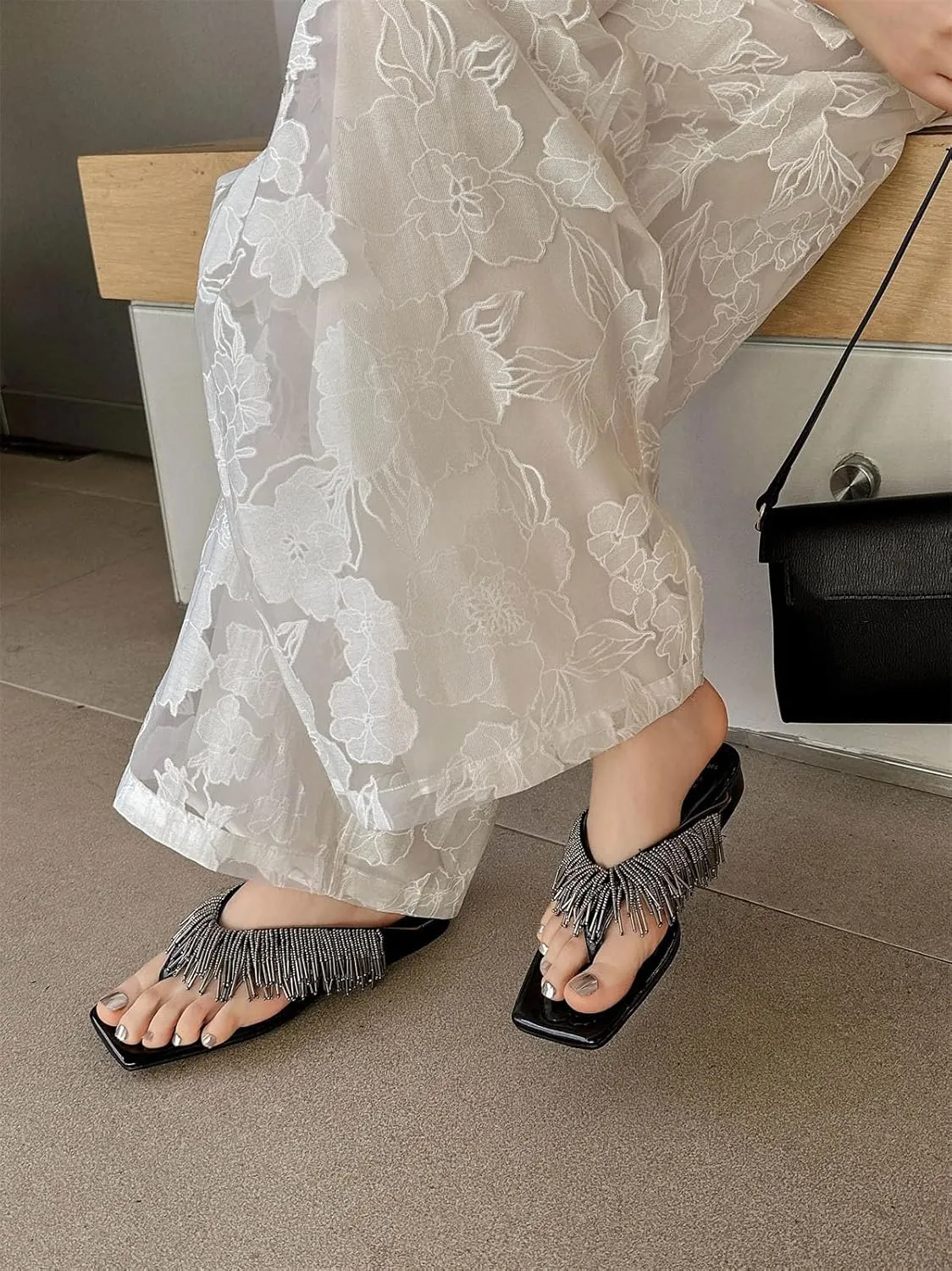 Women's Cow Leather Fringe Mules - Low Heels Slingback, Summer Casual Runway