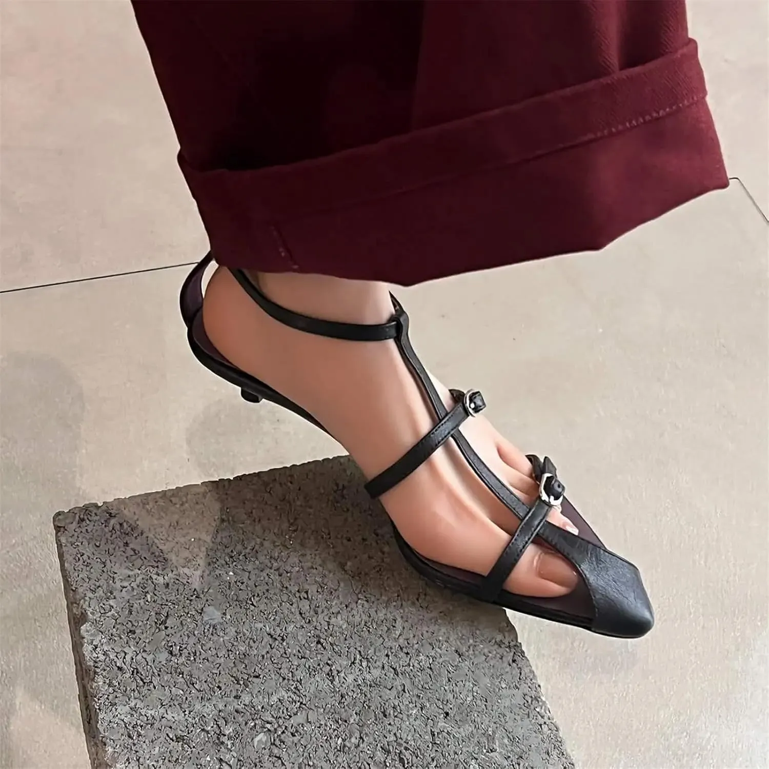 Women's Cow Leather Gladiator Sandals - Slingback Med Heels Summer Dignified elegance Fashion Dating
