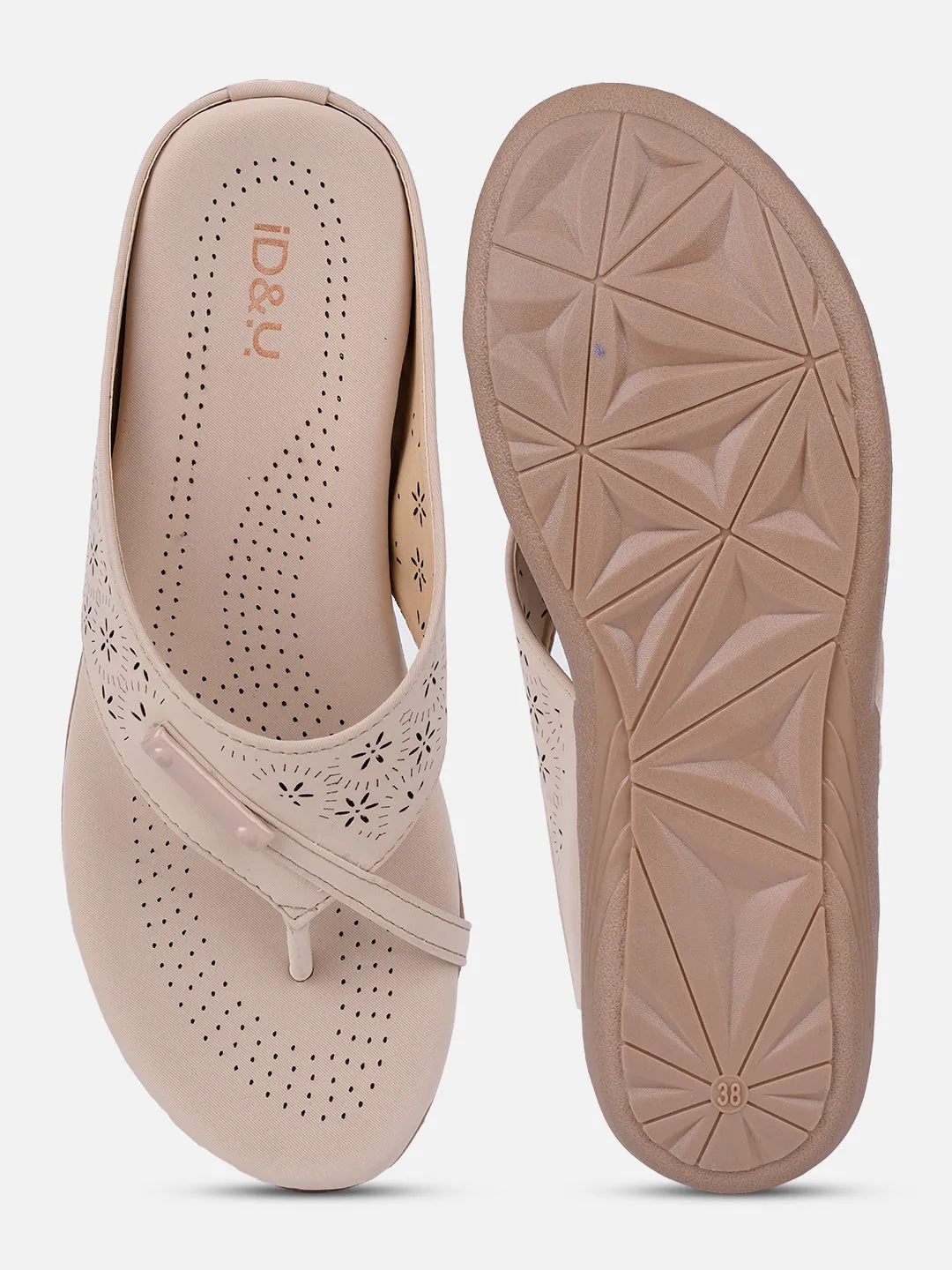 Women's Cream Thong Sandals (IU6009)