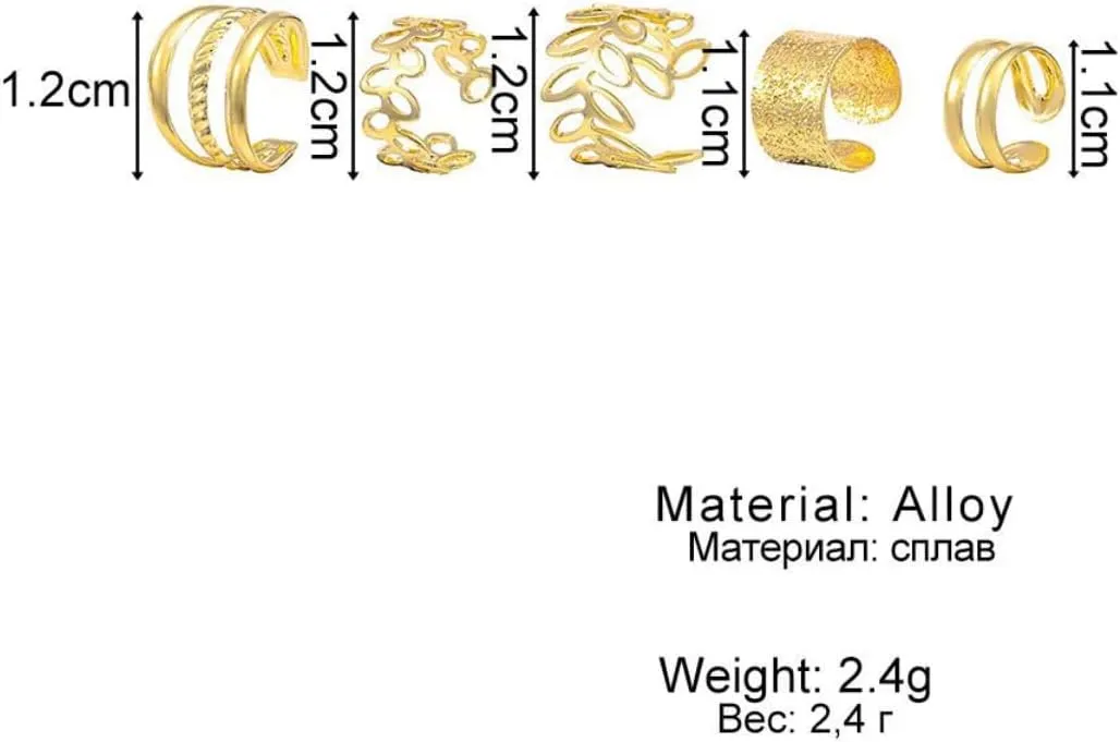 Women's Elegant Ear Cuffs 14K Gold Plated Non Pierced Clip on Fashion Cartilage Earring Set for Women
