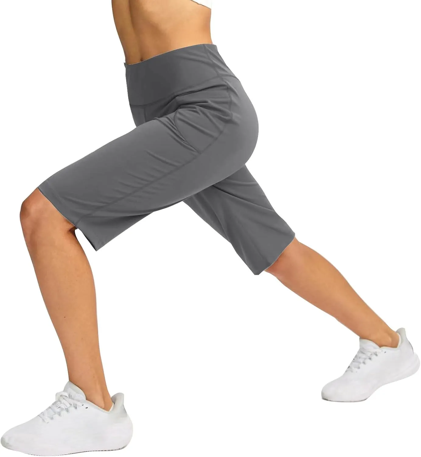 Women's High Waisted Capri Pants with Pocketsloose Soft Drawstring Workout Knee Length Sweatpants Causal Lounge Pants