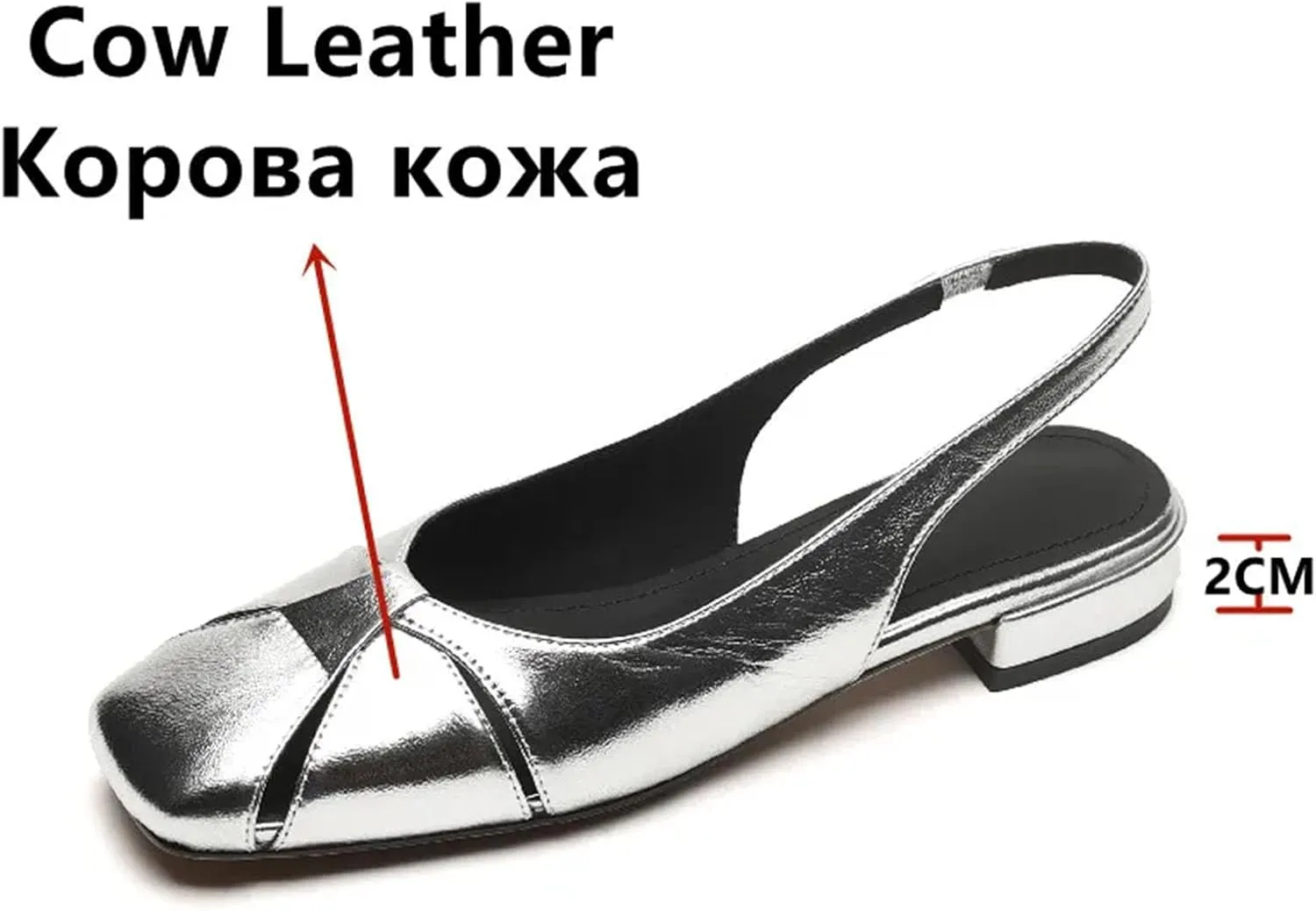 Women's Hollow Leather Slingback Sandals - Low Heels Spring Summer, Casual Office Arrival