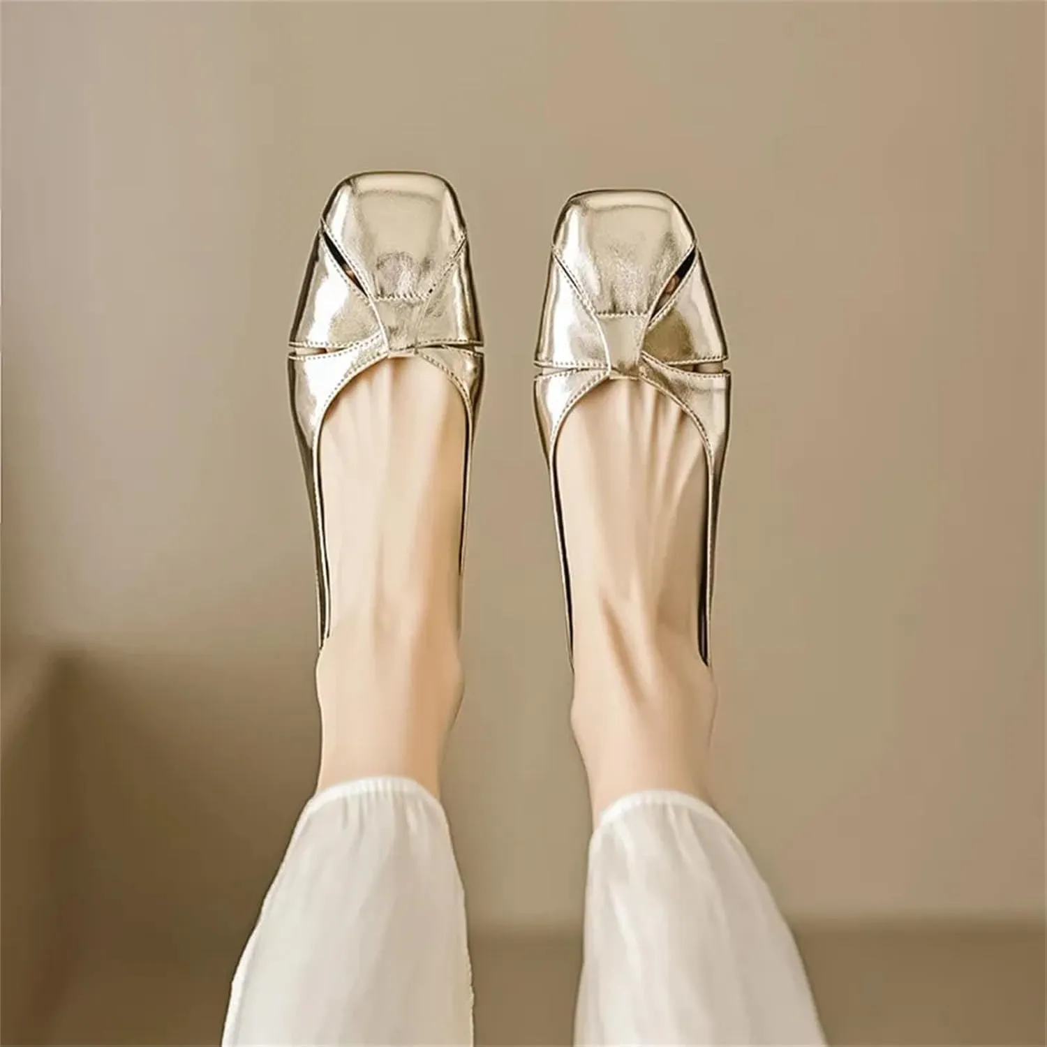 Women's Hollow Leather Slingback Sandals - Low Heels Spring Summer, Casual Office Arrival