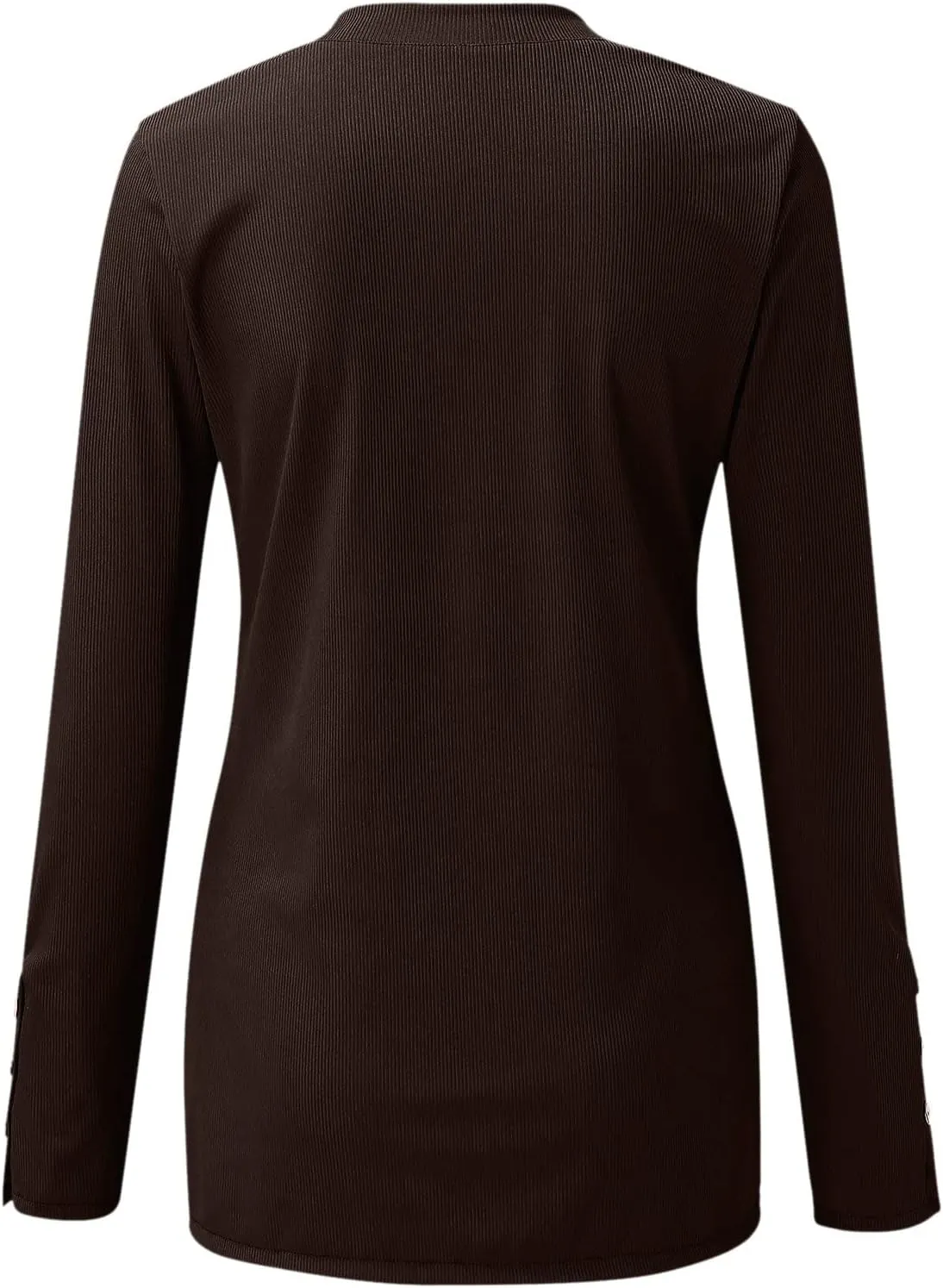 Womens Knit Sweater Fashion Solid Color Scoop Neck Button Up Slim Fit Long Sleeve Ribbed Tops Autumn Knitwear Shirts