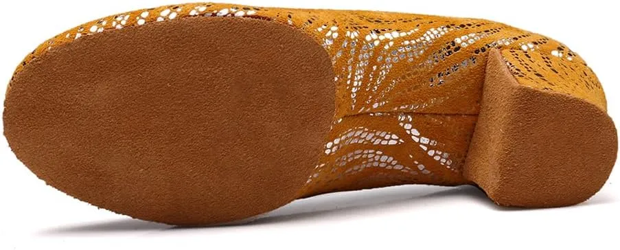 Women's Latin Dance Shoes Lace-up Salsa Ballroom Professional Teaching Practice Low Heel Dance Shoes