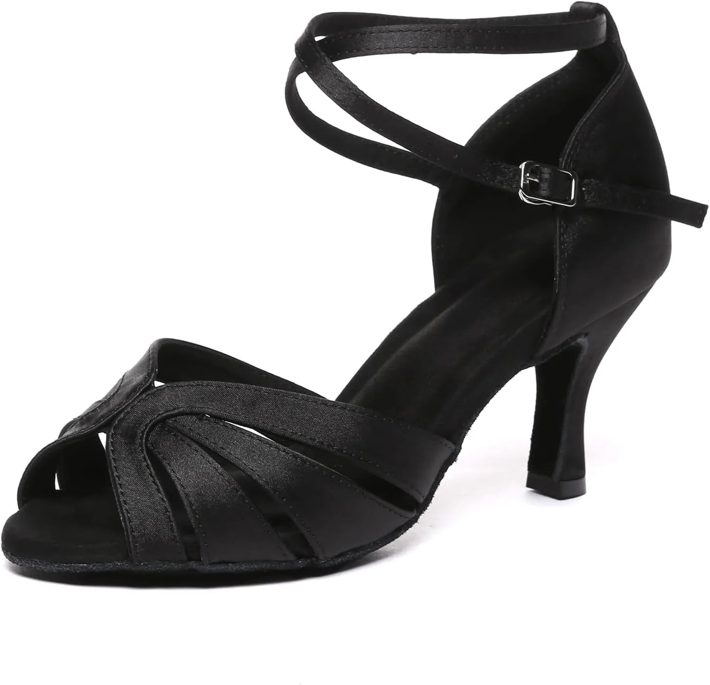 Womens Latin Dance Shoes Satin Ballroom Salsa Tango Performance Practice Dance Shoes