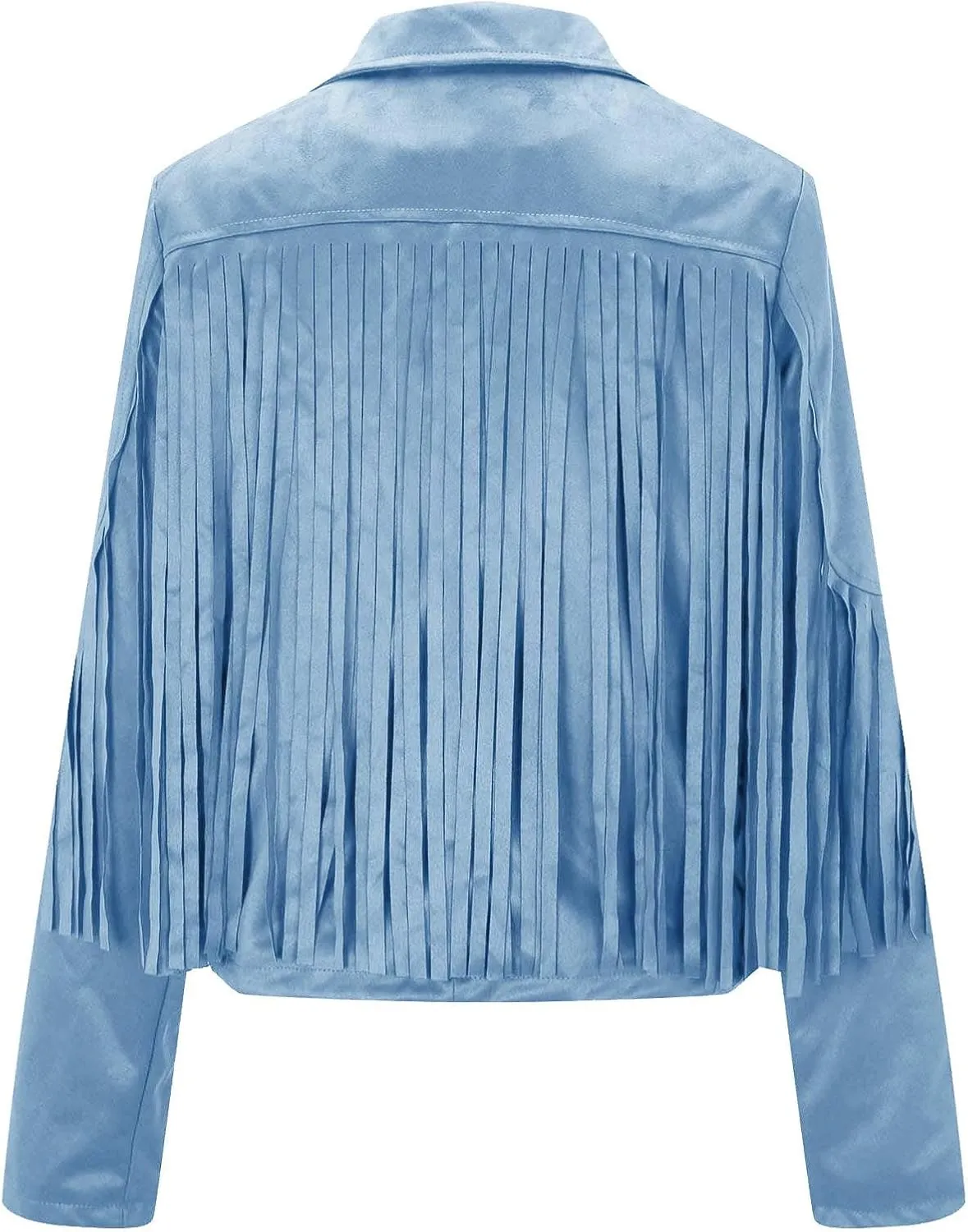 Women's Leather Jacket Faux Suede Fringe Jacket Long Sleeve Lapel Vintage Coats Open Front Tassel Cardigan