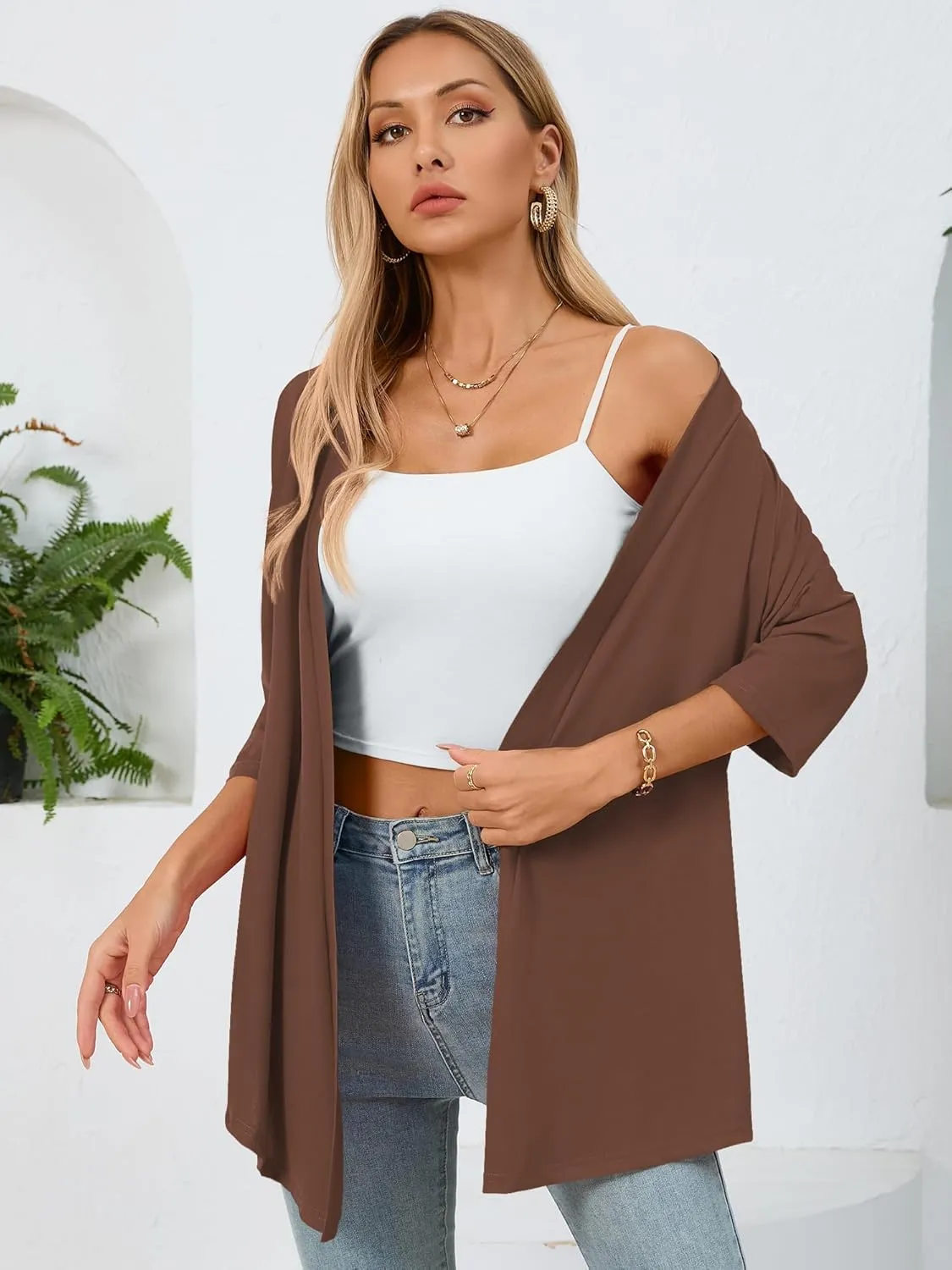 Women's Lightweight Open Front Cardigans Casual Soft Drape Spring Summer Fall Cardigan S-3XL