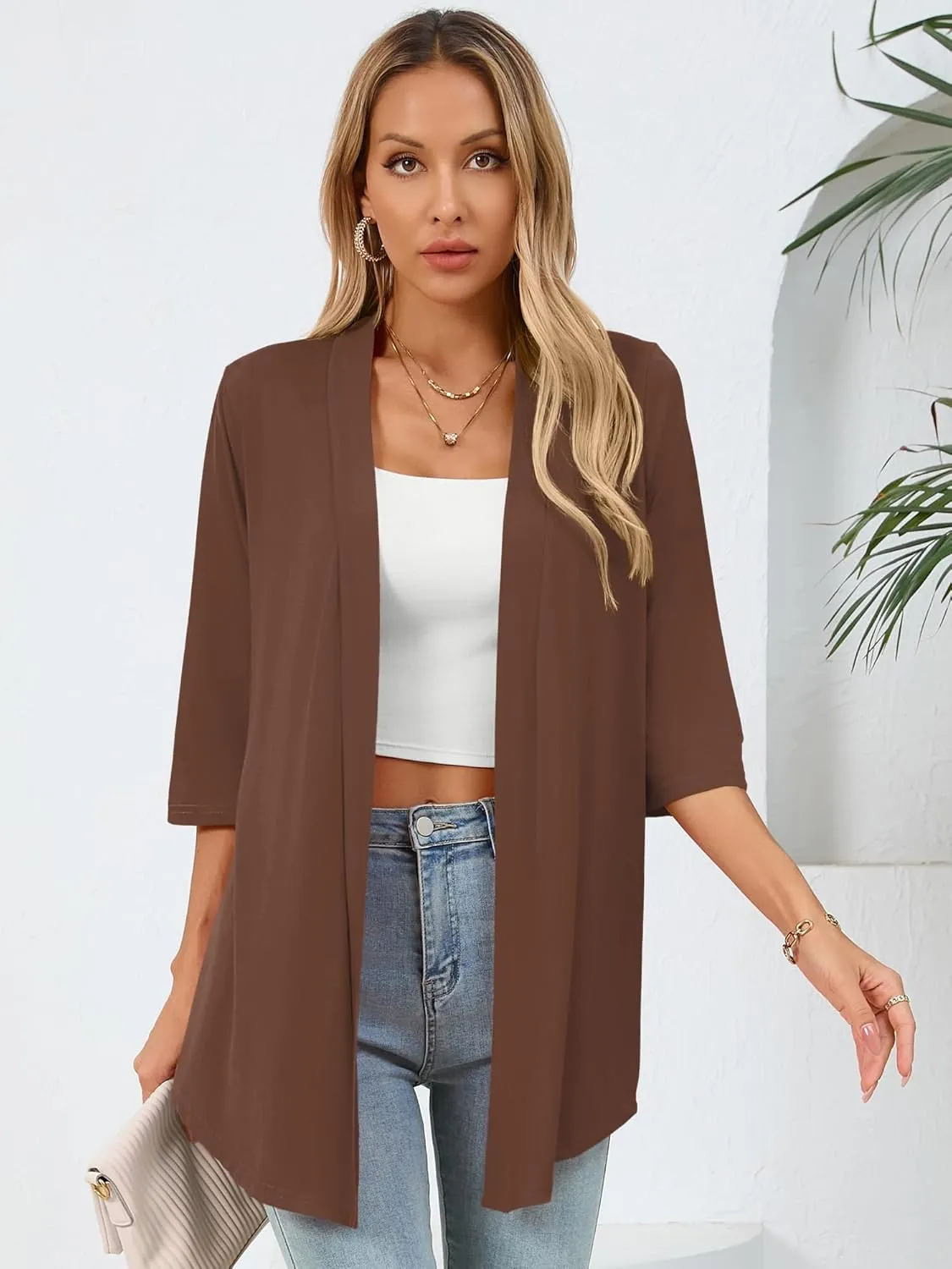 Women's Lightweight Open Front Cardigans Casual Soft Drape Spring Summer Fall Cardigan S-3XL