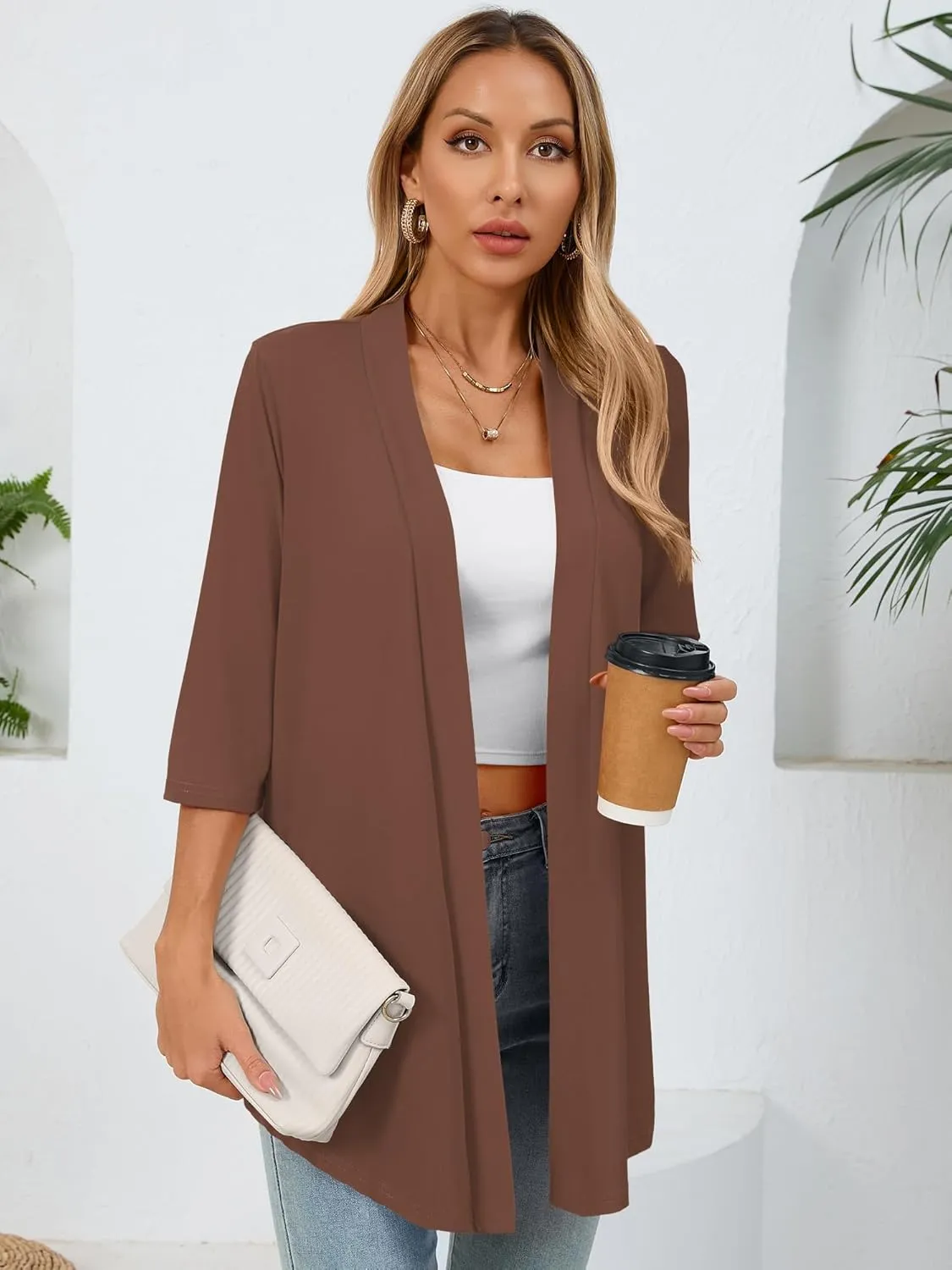 Women's Lightweight Open Front Cardigans Casual Soft Drape Spring Summer Fall Cardigan S-3XL