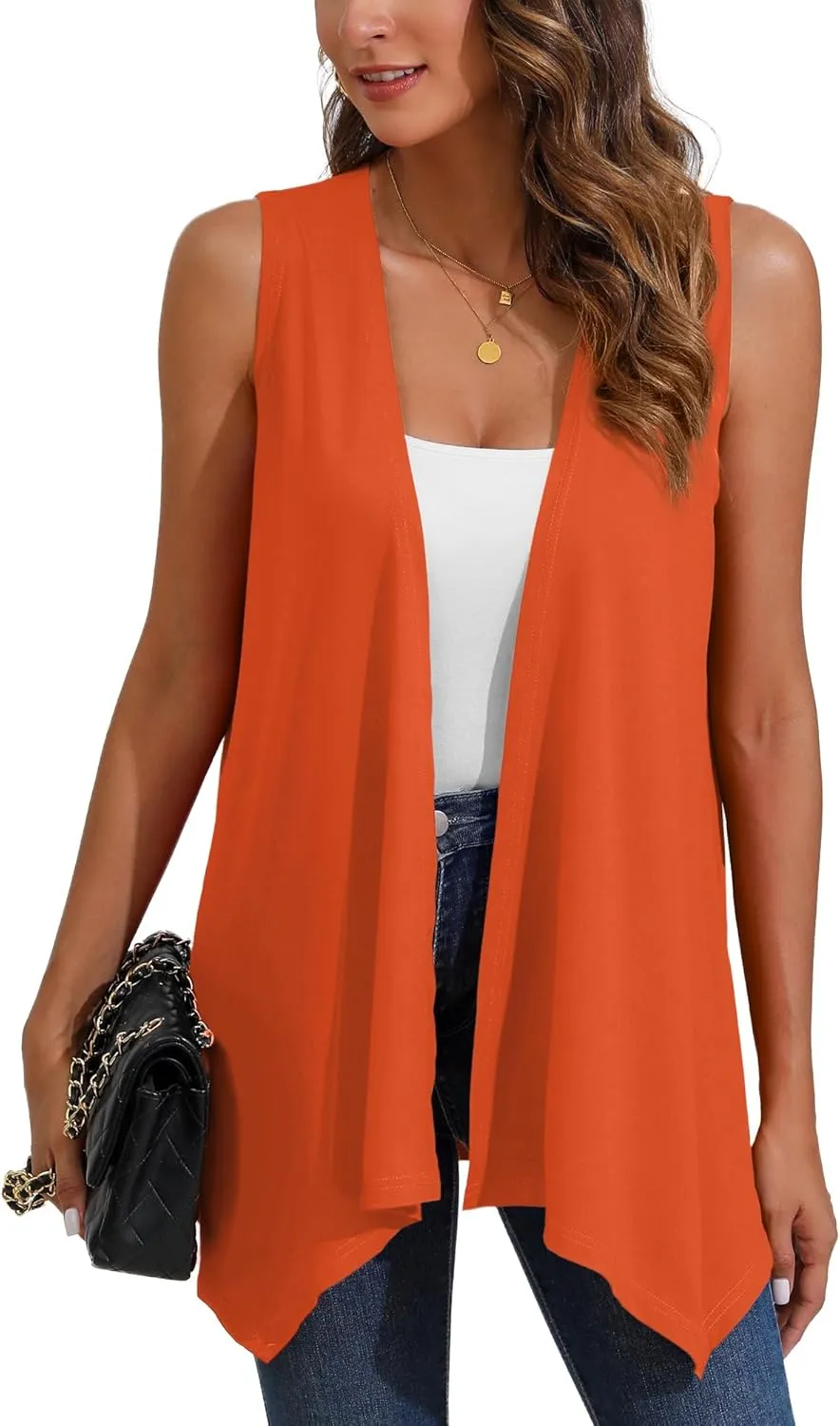 Women's Lightweight Open Front Cardigans Sleeveless Casual Soft Drape Spring Summer Fall Cardigan S-3XL