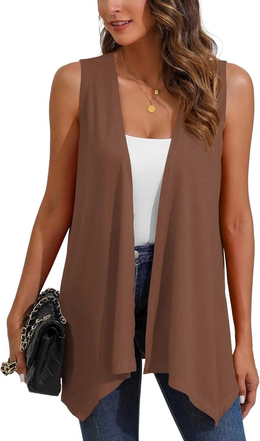 Women's Lightweight Open Front Cardigans Sleeveless Casual Soft Drape Spring Summer Fall Cardigan S-3XL