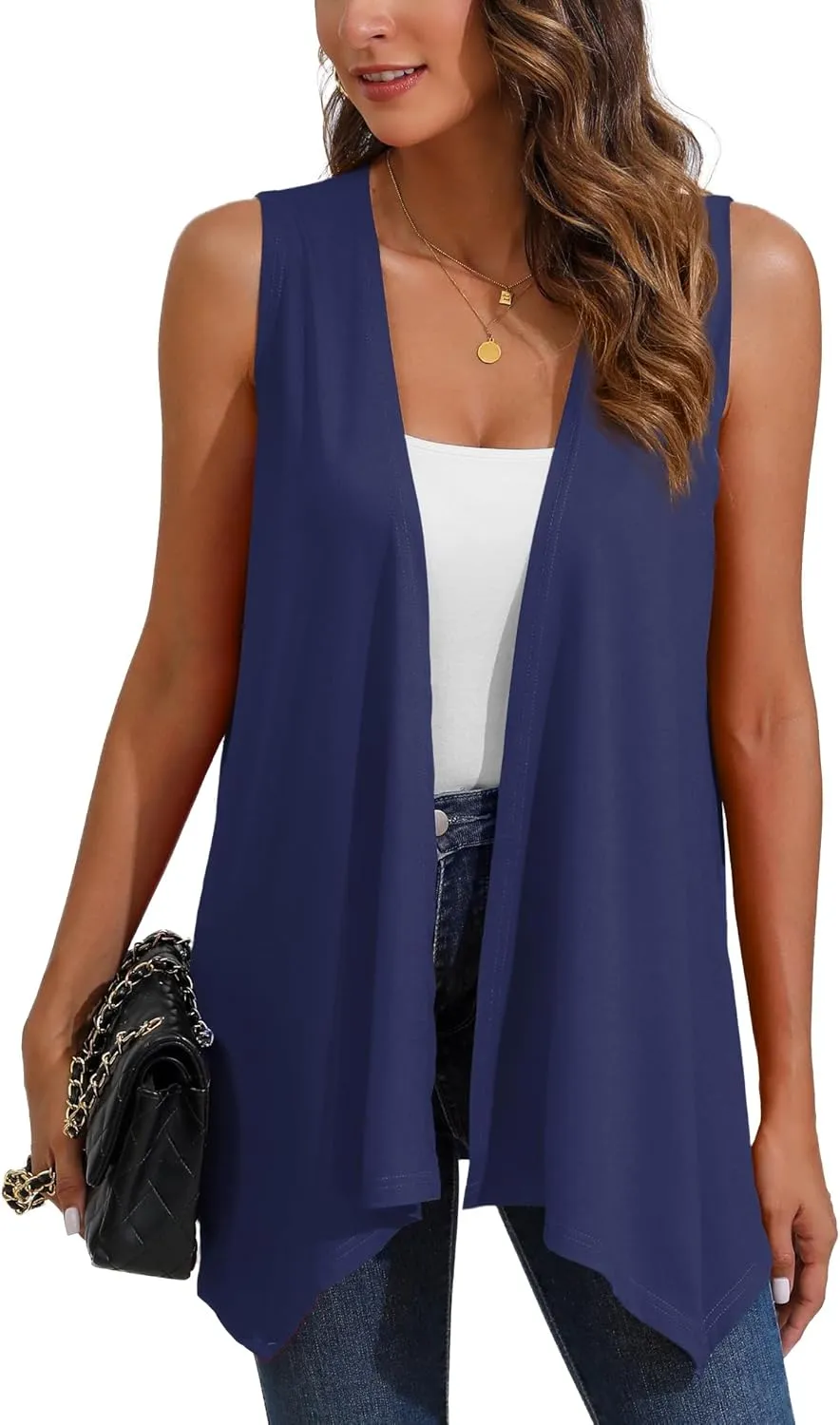 Women's Lightweight Open Front Cardigans Sleeveless Casual Soft Drape Spring Summer Fall Cardigan S-3XL