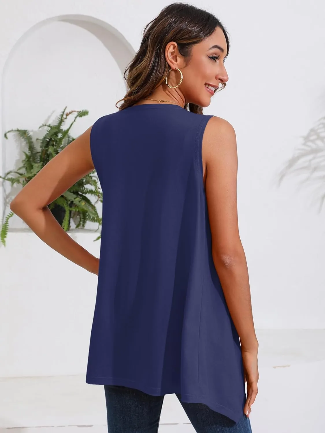 Women's Lightweight Open Front Cardigans Sleeveless Casual Soft Drape Spring Summer Fall Cardigan S-3XL
