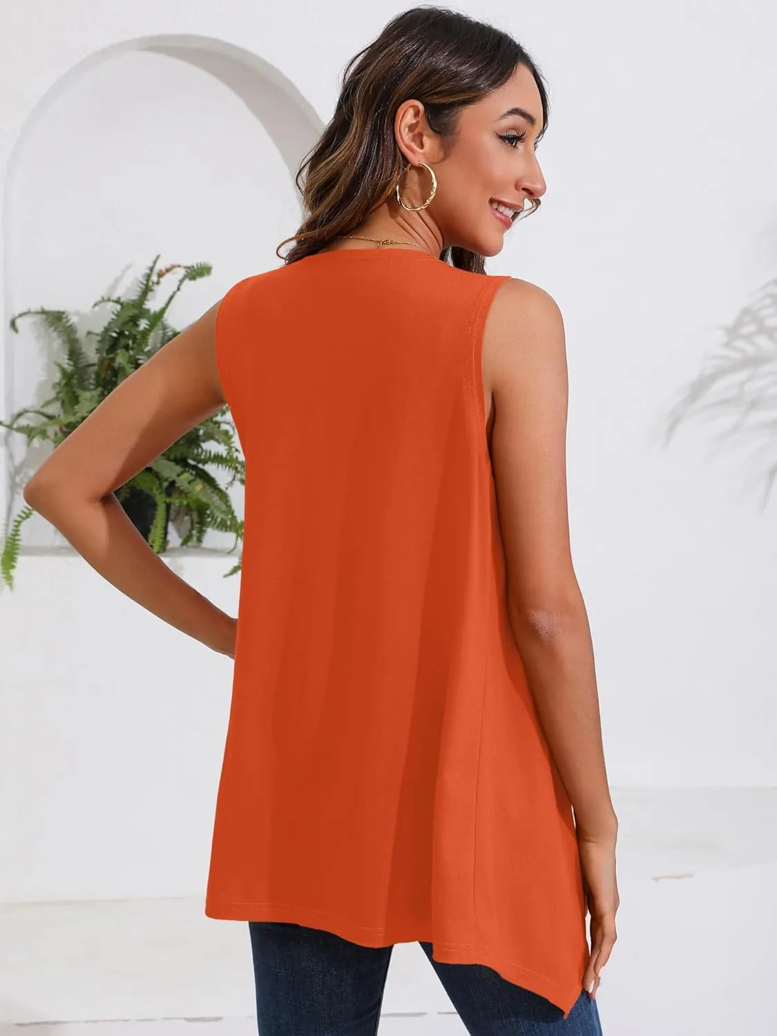 Women's Lightweight Open Front Cardigans Sleeveless Casual Soft Drape Spring Summer Fall Cardigan S-3XL
