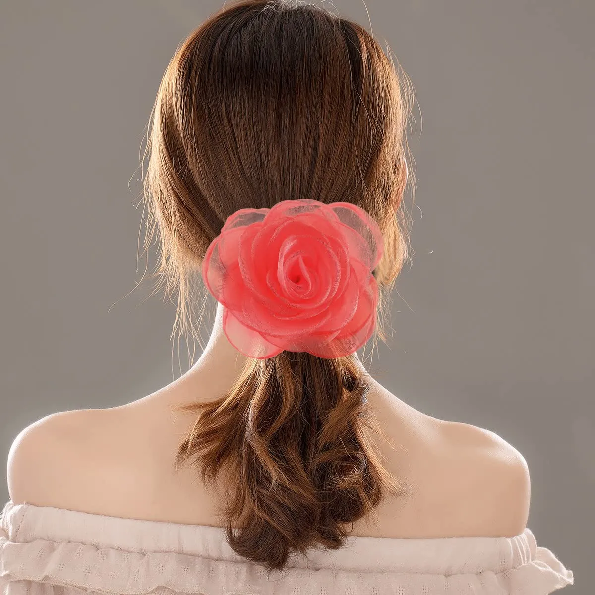 Women's Lovely Flower Hair Clip Rose Brooches | Light Orange Floral Pin for Hats and Accessories
