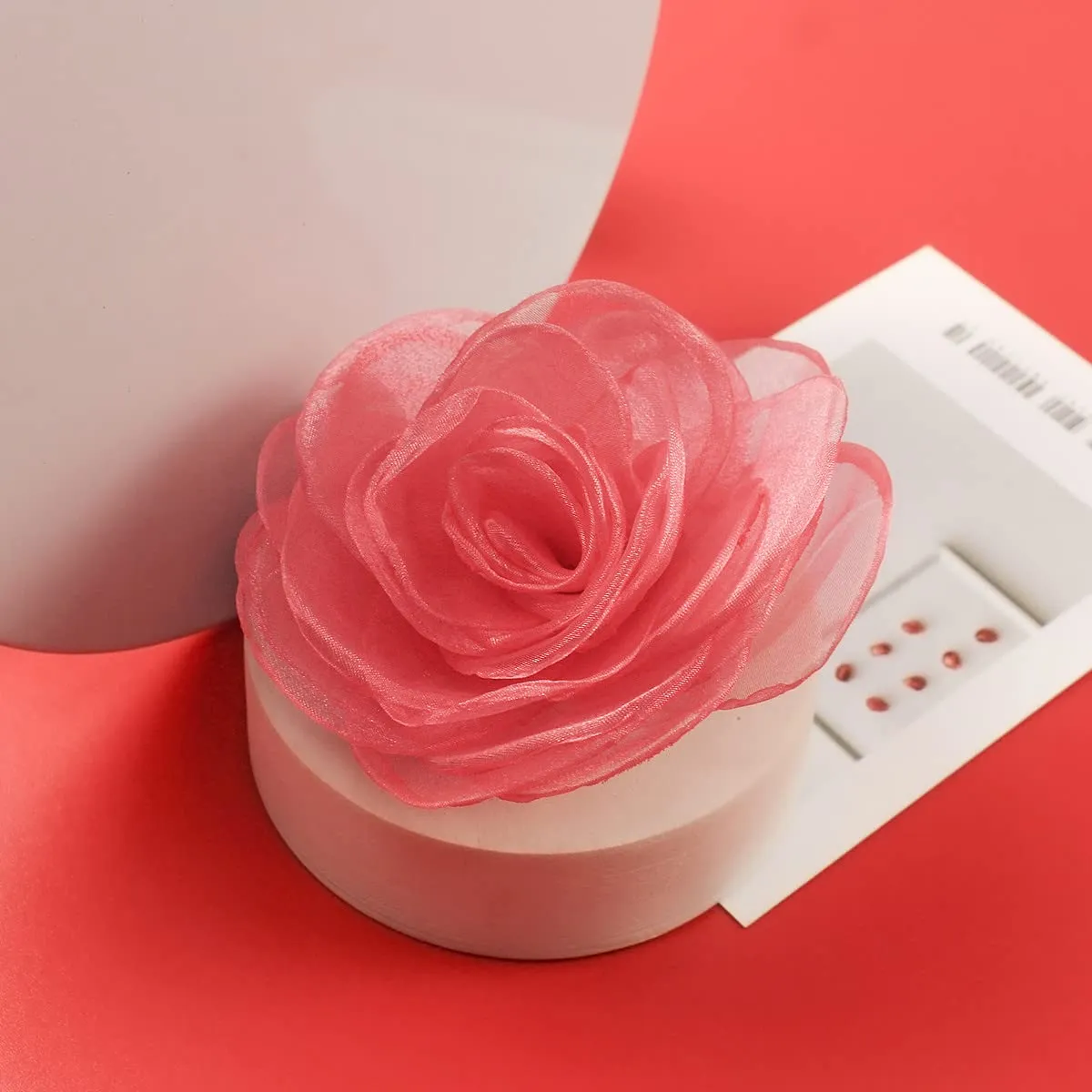 Women's Lovely Flower Hair Clip Rose Brooches | Light Orange Floral Pin for Hats and Accessories