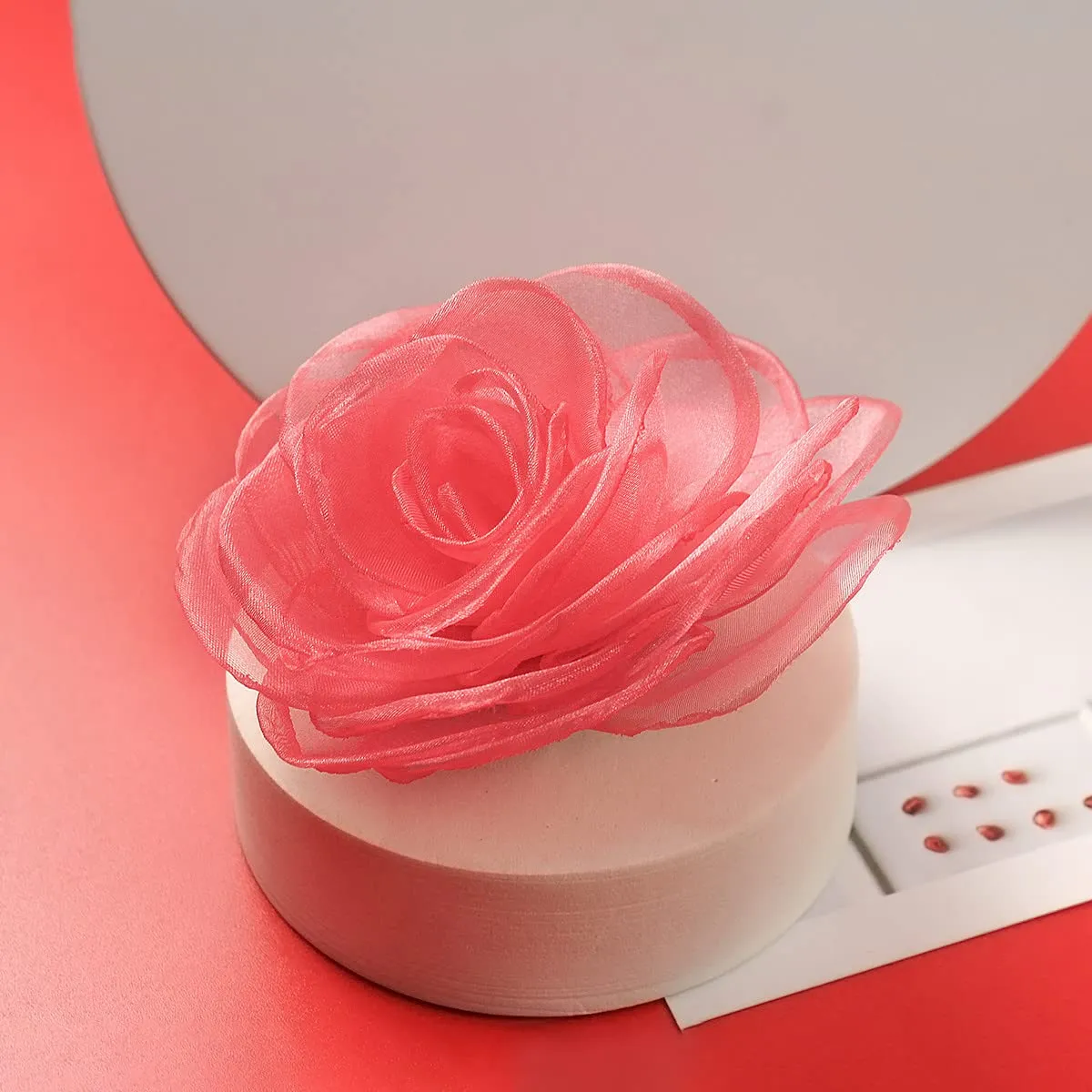 Women's Lovely Flower Hair Clip Rose Brooches | Light Orange Floral Pin for Hats and Accessories
