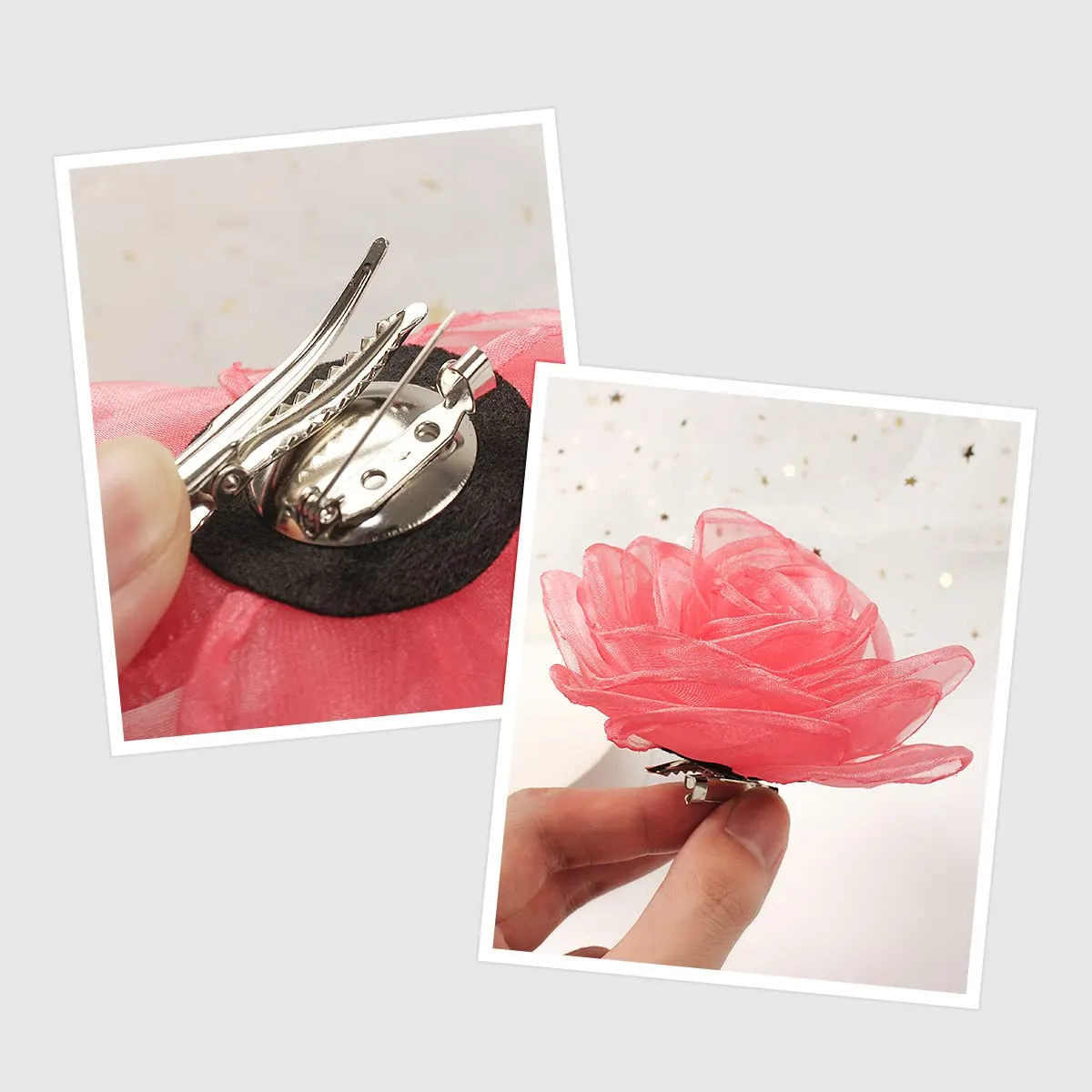 Women's Lovely Flower Hair Clip Rose Brooches | Light Orange Floral Pin for Hats and Accessories
