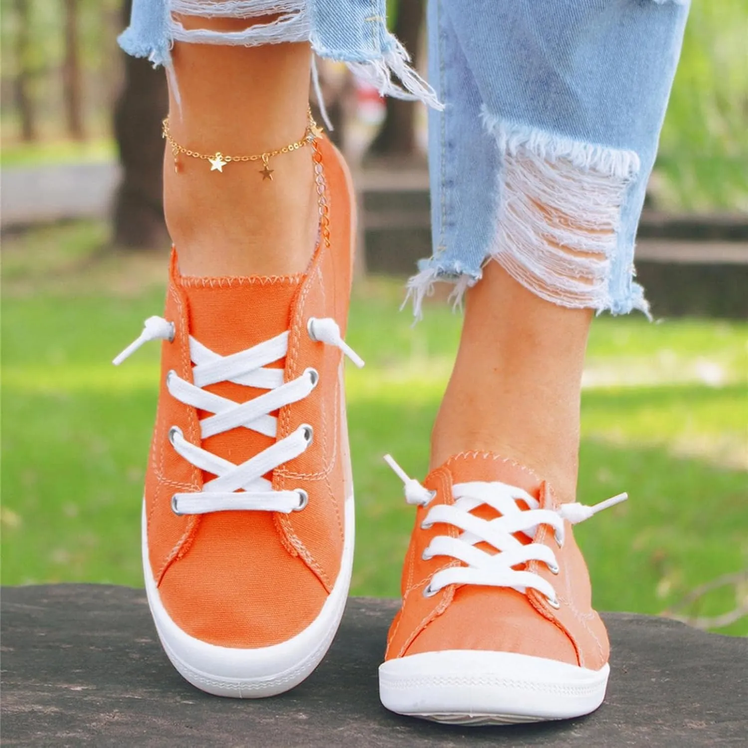 Women's Low Top Sneaker,Canvas Shoes for Women Round Toe Comfort Casual Fashion Sneakers Walking Plaid Lace Up Play Lightweight Slip On Flats Loafers Girls Running Outdoor Sports Driving