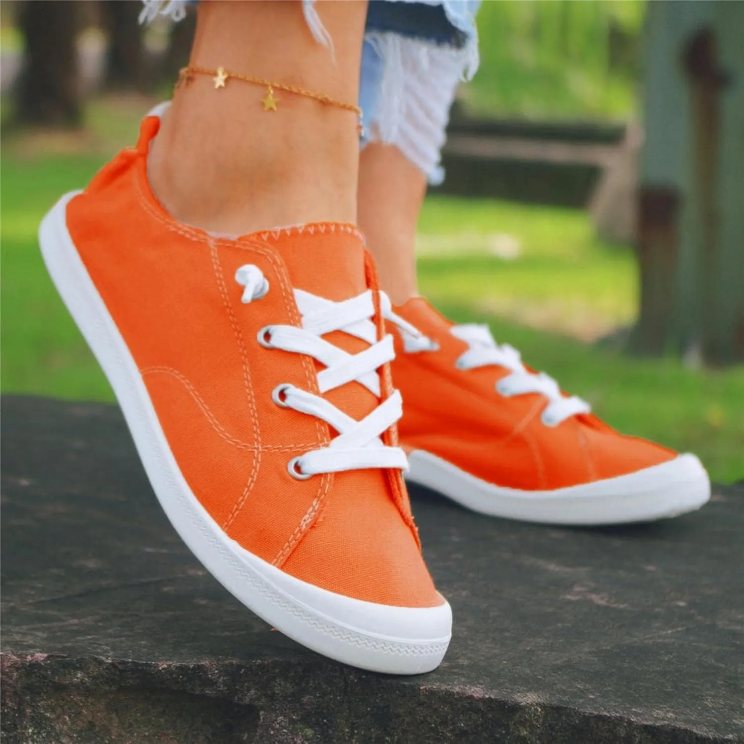 Women's Low Top Sneaker,Canvas Shoes for Women Round Toe Comfort Casual Fashion Sneakers Walking Plaid Lace Up Play Lightweight Slip On Flats Loafers Girls Running Outdoor Sports Driving