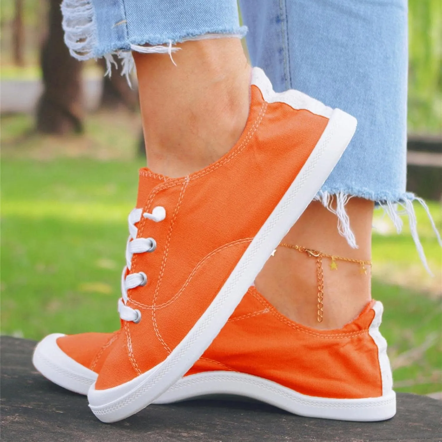 Women's Low Top Sneaker,Canvas Shoes for Women Round Toe Comfort Casual Fashion Sneakers Walking Plaid Lace Up Play Lightweight Slip On Flats Loafers Girls Running Outdoor Sports Driving