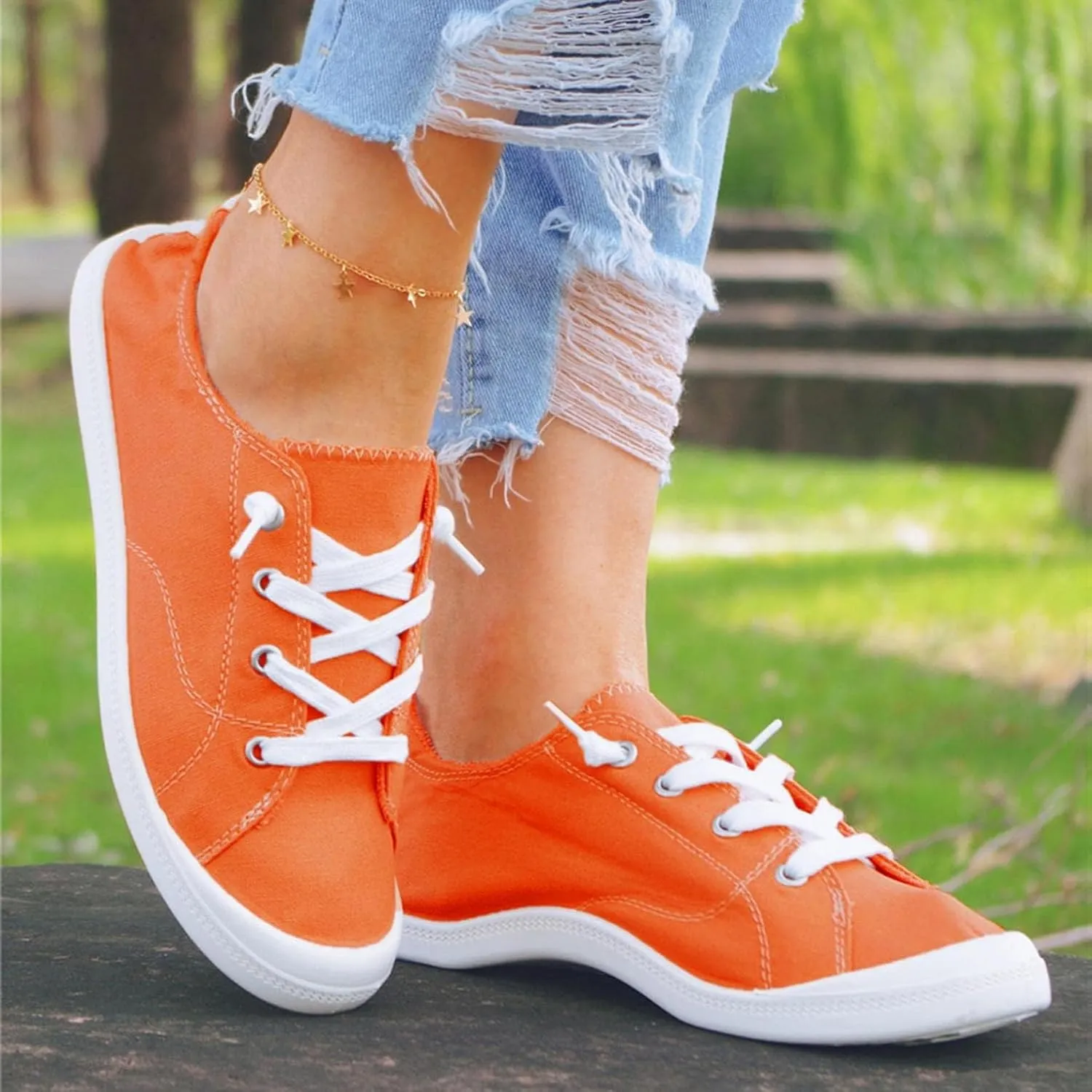 Women's Low Top Sneaker,Canvas Shoes for Women Round Toe Comfort Casual Fashion Sneakers Walking Plaid Lace Up Play Lightweight Slip On Flats Loafers Girls Running Outdoor Sports Driving