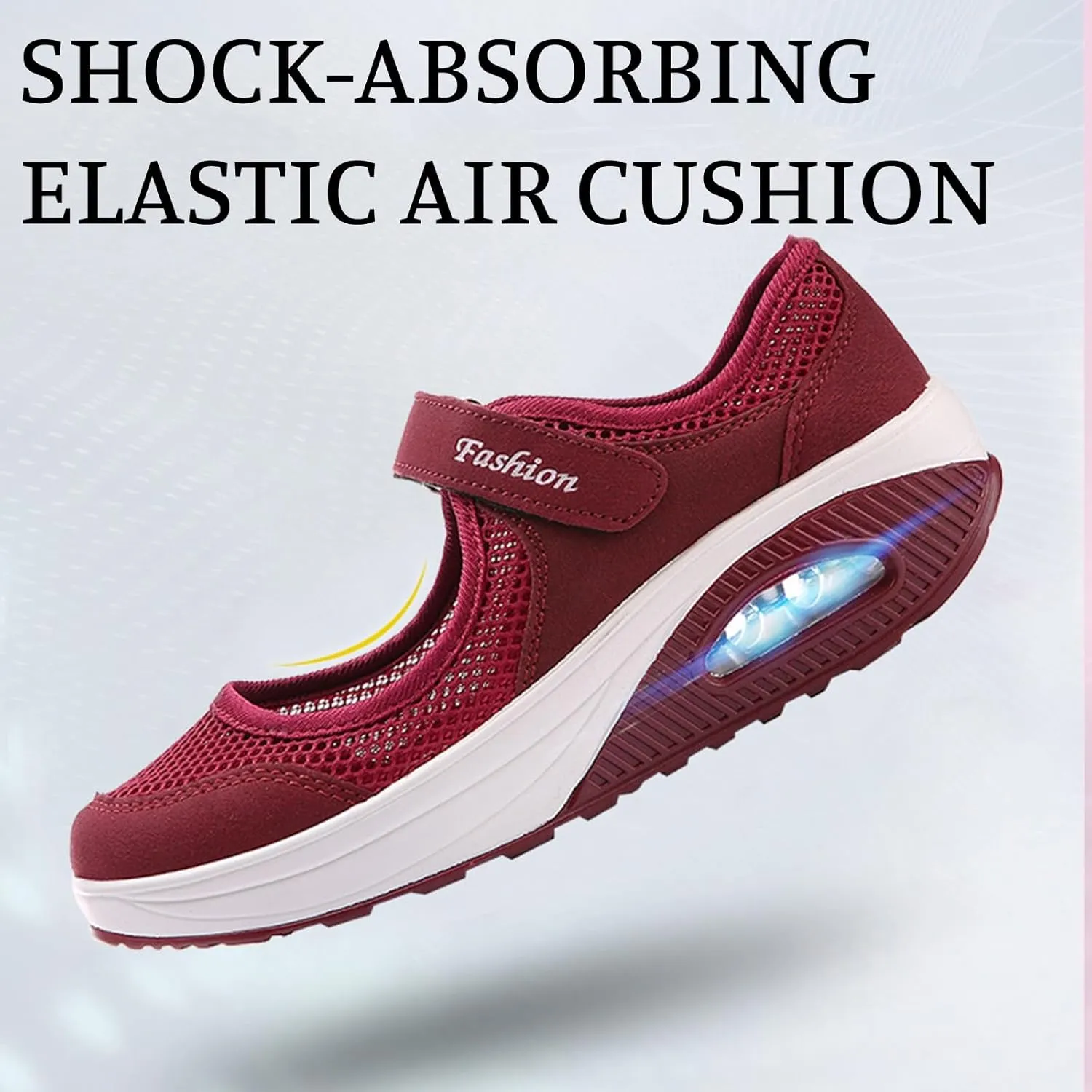 Women's Mesh Adjustable Nurse Shoes Breathable Lightweight Walking Cushion Buffer Fitness Nursing Orthotic Mary Jane Hollow Out Granny Walk Soft-Soled Flats Dance Sneakers Wide Width Non-Slip