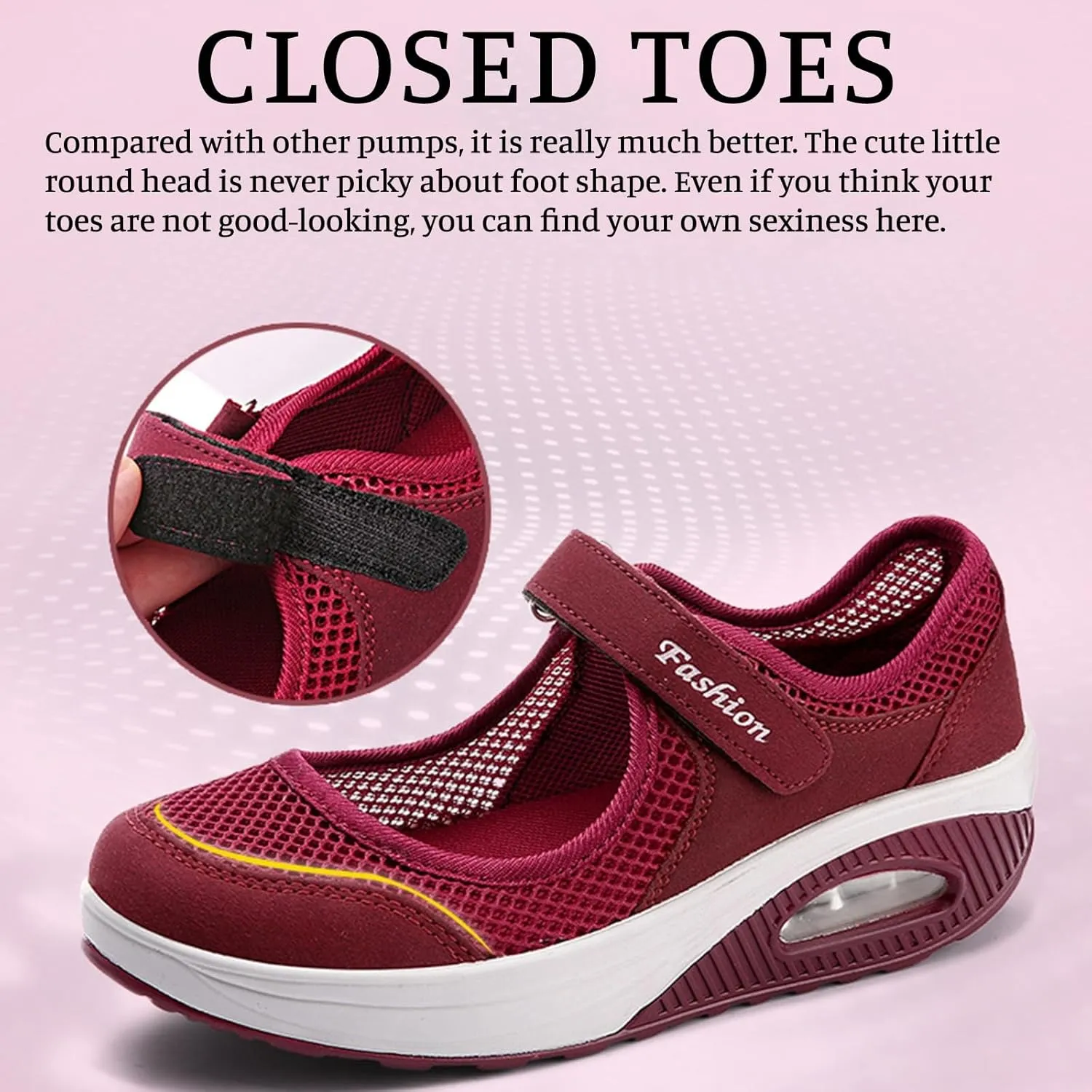 Women's Mesh Adjustable Nurse Shoes Breathable Lightweight Walking Cushion Buffer Fitness Nursing Orthotic Mary Jane Hollow Out Granny Walk Soft-Soled Flats Dance Sneakers Wide Width Non-Slip