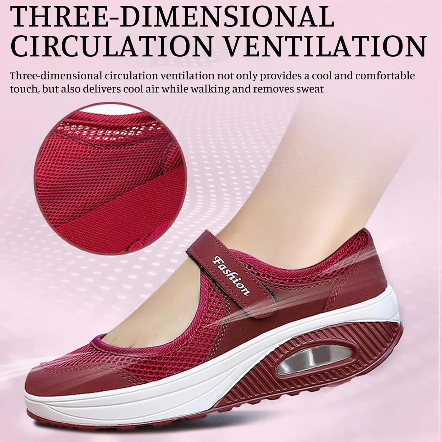 Women's Mesh Adjustable Nurse Shoes Breathable Lightweight Walking Cushion Buffer Fitness Nursing Orthotic Mary Jane Hollow Out Granny Walk Soft-Soled Flats Dance Sneakers Wide Width Non-Slip