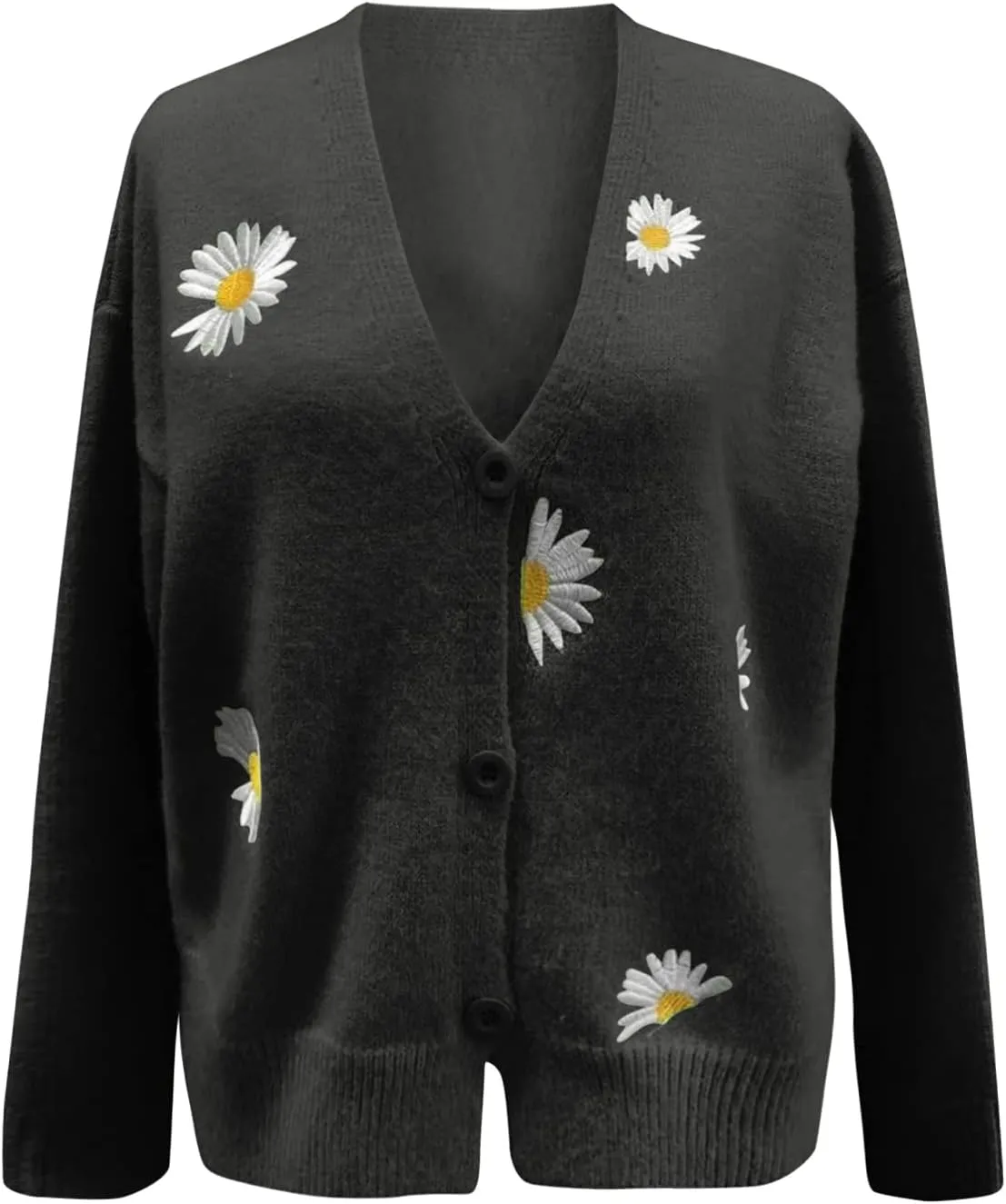 Women's O-Neck Long Sleeve Ribbed Knit Sweater Casual Sweater Warm Top Long Sweater Cardigan Vest