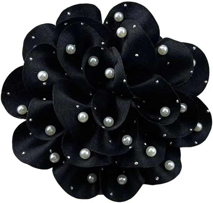 Women's oversized elegant Large flower Pearl Brooch Hairpin Headflower hat accessories suit lapel wedding corsage(5.12in)